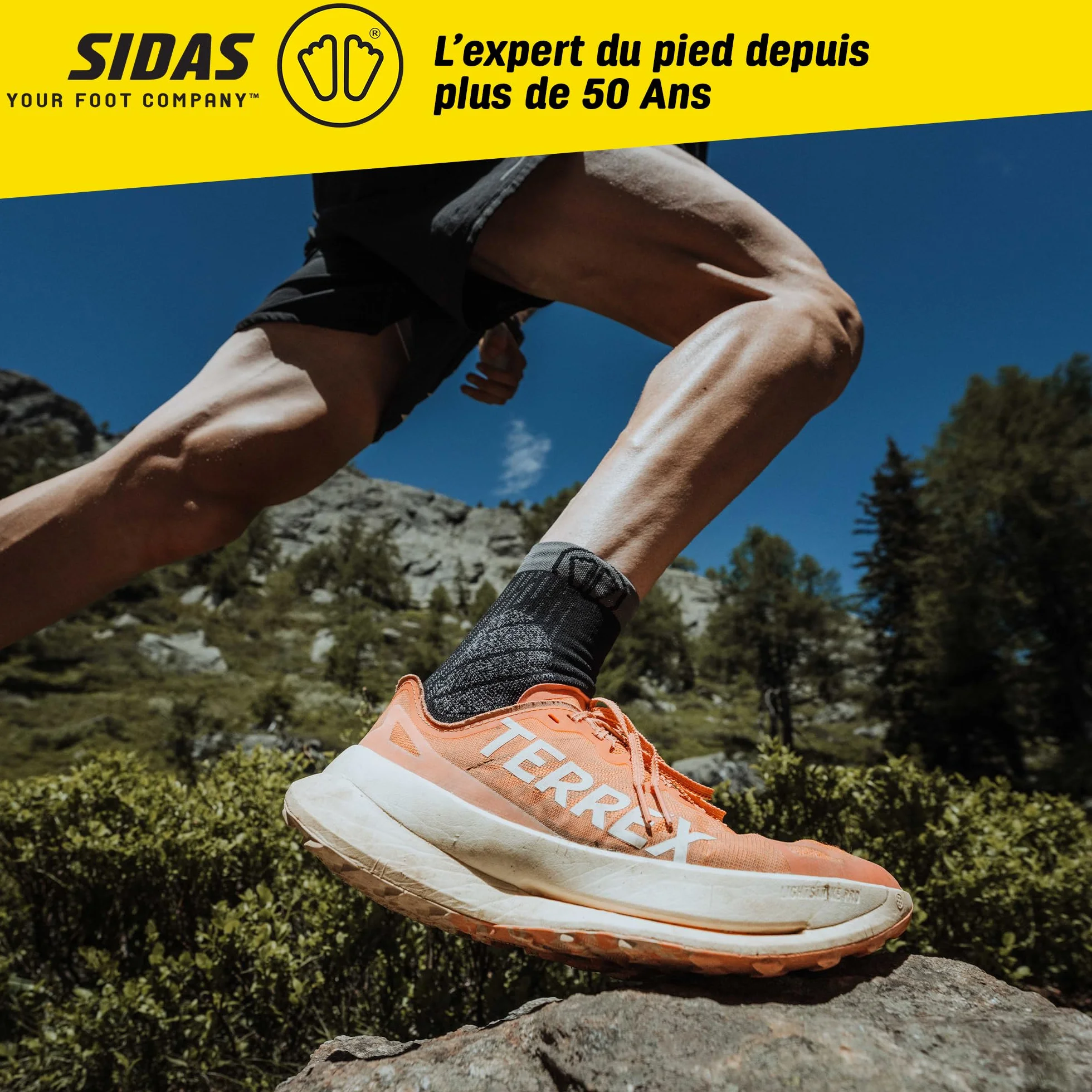 Sidas Chaussettes de Trail et Course à Pied, Trail Protect, Grip Anti-Dérapant