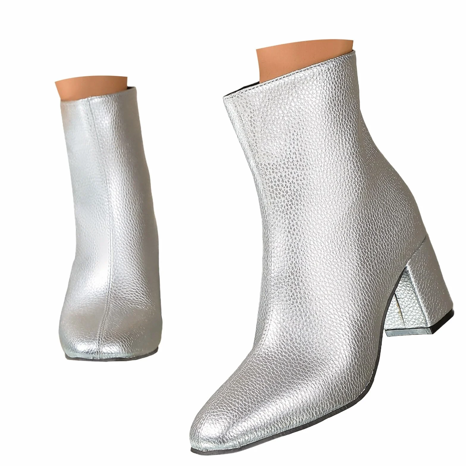 Bottines femme cuir talon fermeture éclair antidérapantes chaudes pointues hiver