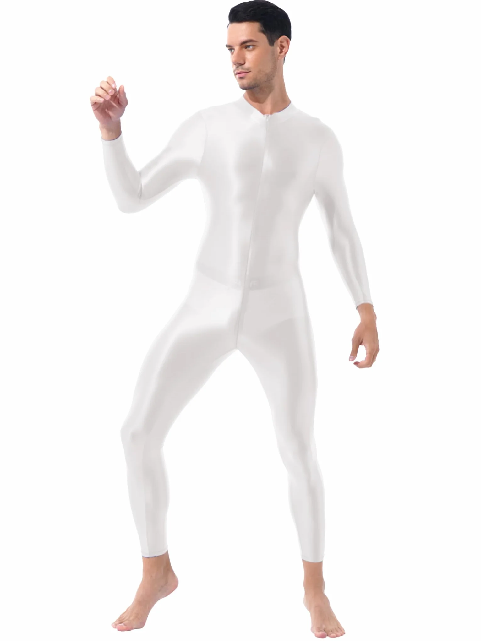 Combinaison Moulante À Fermeture Éclair pour Homme Body Sportif Élastique Justaucorps