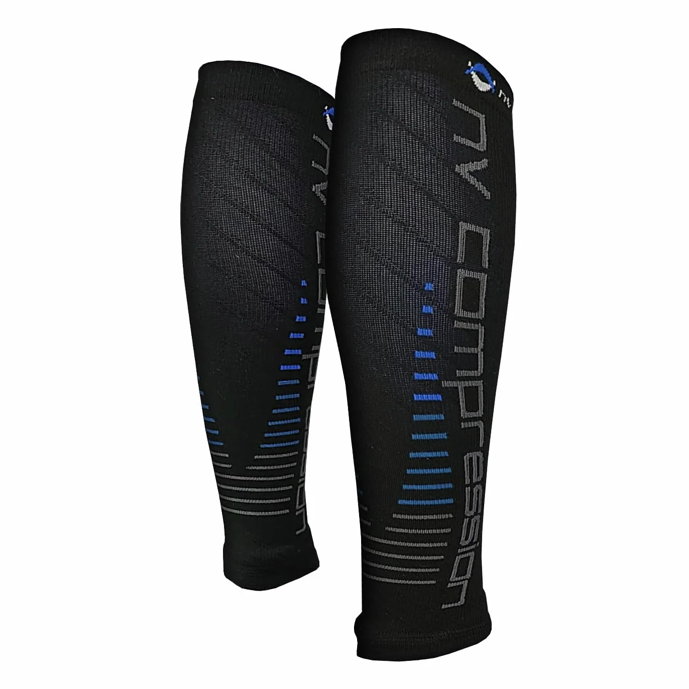 Manchons de compression pour les mollets Race and Recover Running Cycling Crossfit Gym Noir Bleu L-XL