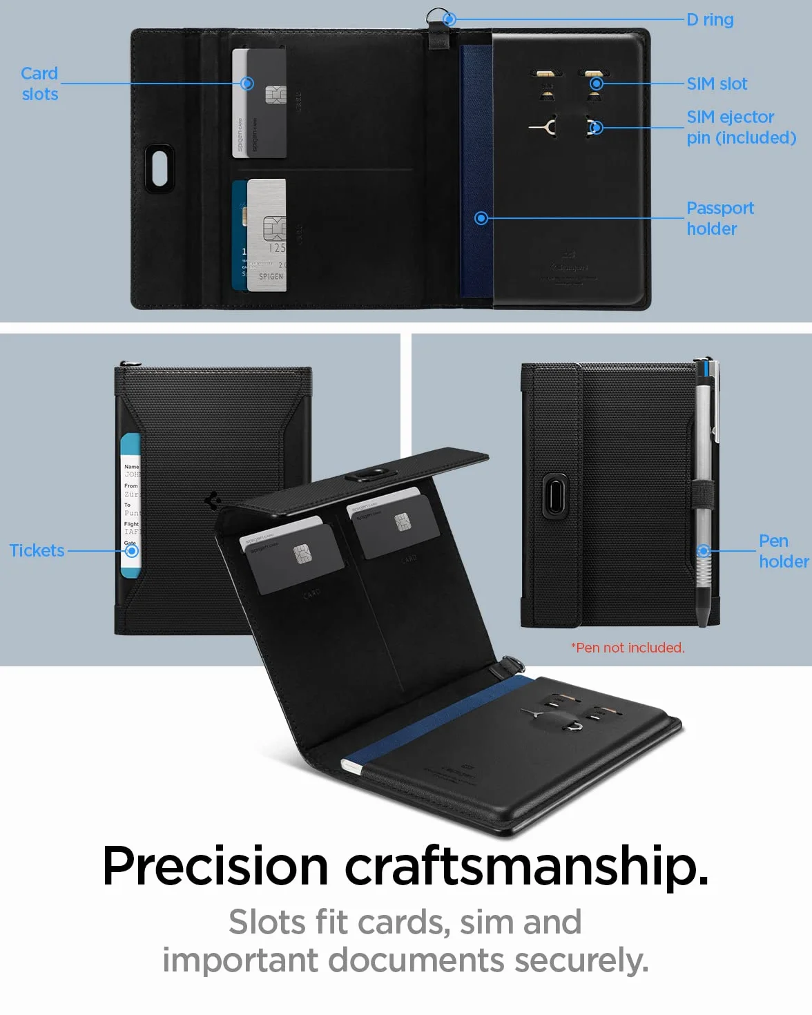 Spigen Étui Anti RFID Porte-Passeport en Similicuir