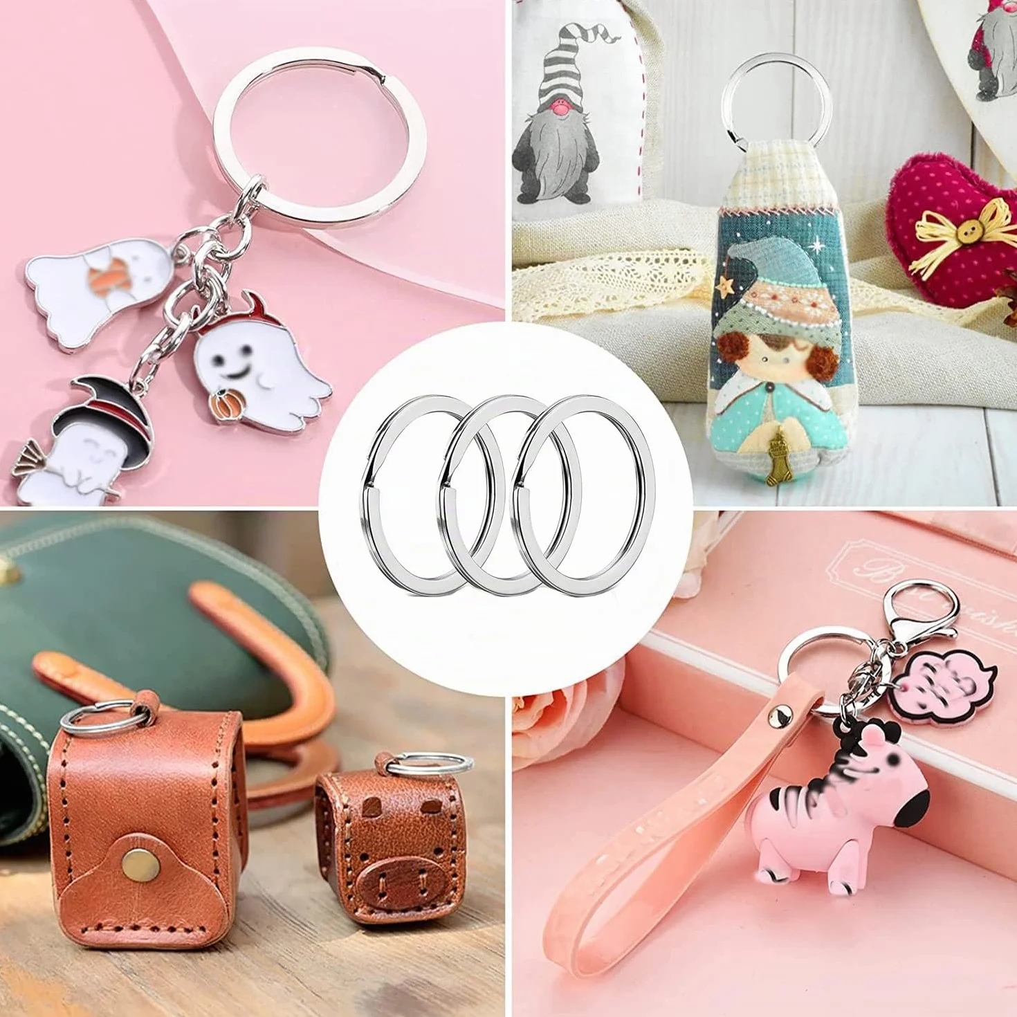 Porte-clés 304 Anneaux 25mm Acier Inoxydable Bricolage Artisanat 20 Pièces