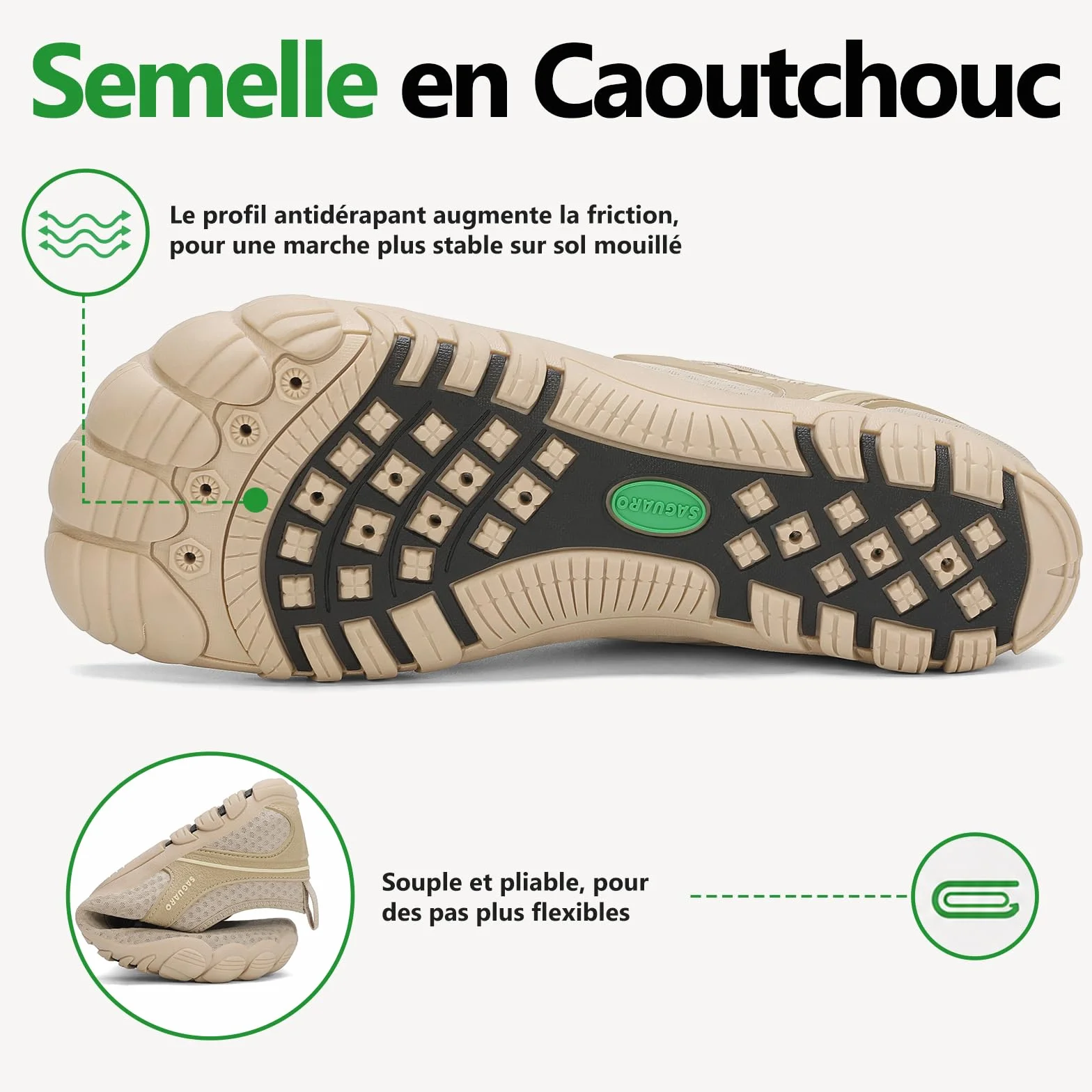 SAGUARO Chaussures Aquatiques Homme Femme Plage Natation Yoga Antidérapantes Séchage Rapide