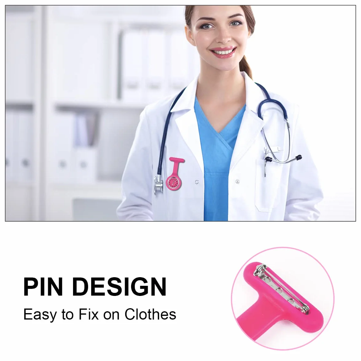 Vicloon Montre à Gousset Infirmière 3pcs Broche Silicone