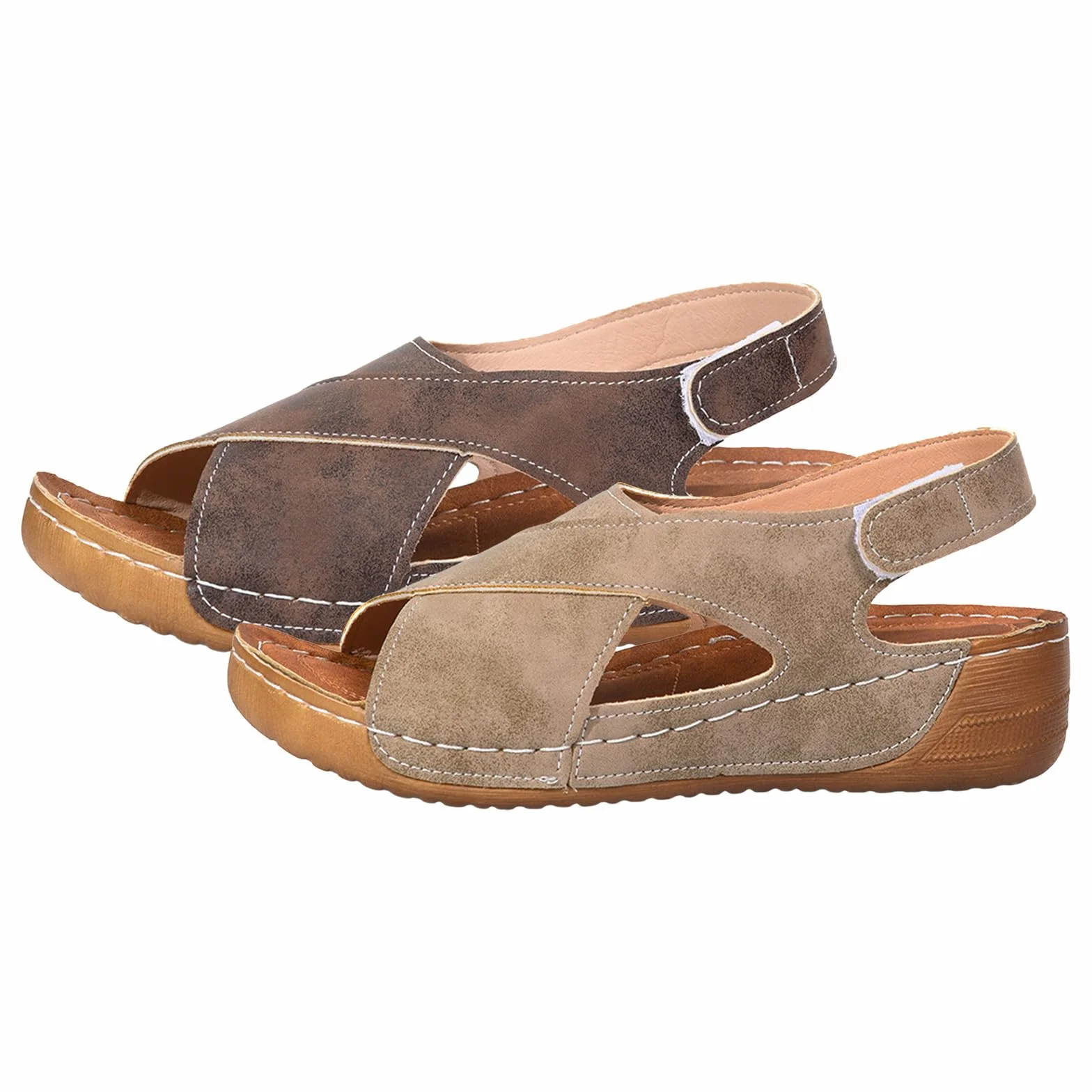 Sandales Femme Orthopédiques à Plateforme Slingback Talon Compensé Confortable