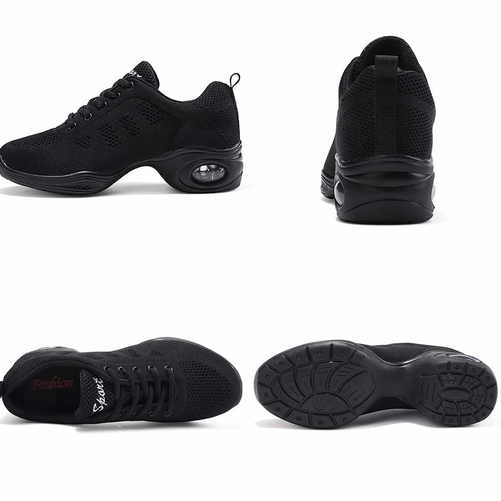 Chaussures de Sport Jazz Femmes Sneakers Zumba Danse Fitness à Lacets Maille Coussin d'air