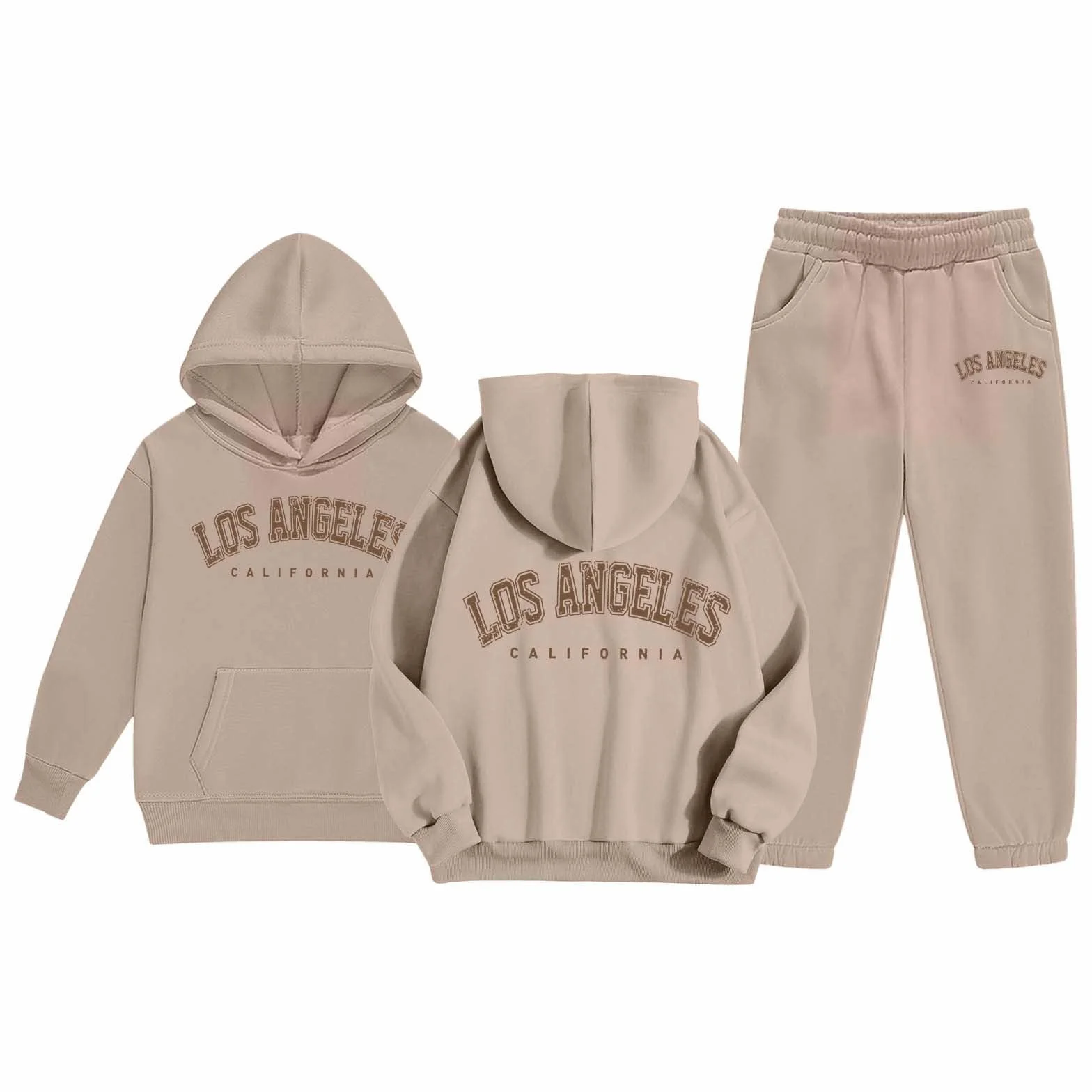 Survêtement Enfant Fille Ensemble Sport 2 Pièces Sweat Capuche Pantalon Jogging Lettre Imprimé Tendance Unisex Automne Hiver