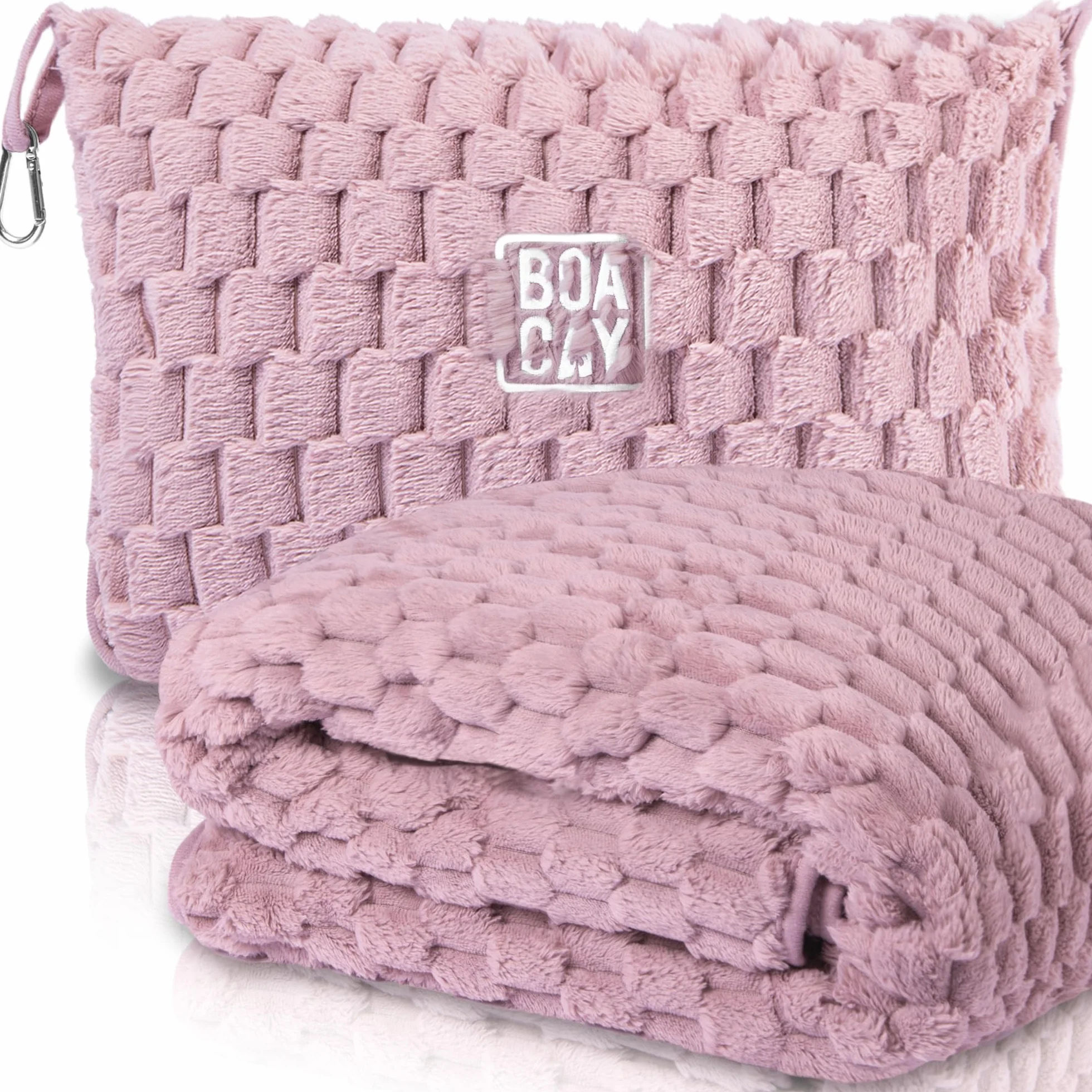 BOACAY Couverture de Voyage Pliable pour Avion Voiture Oreiller Portable avec Étui