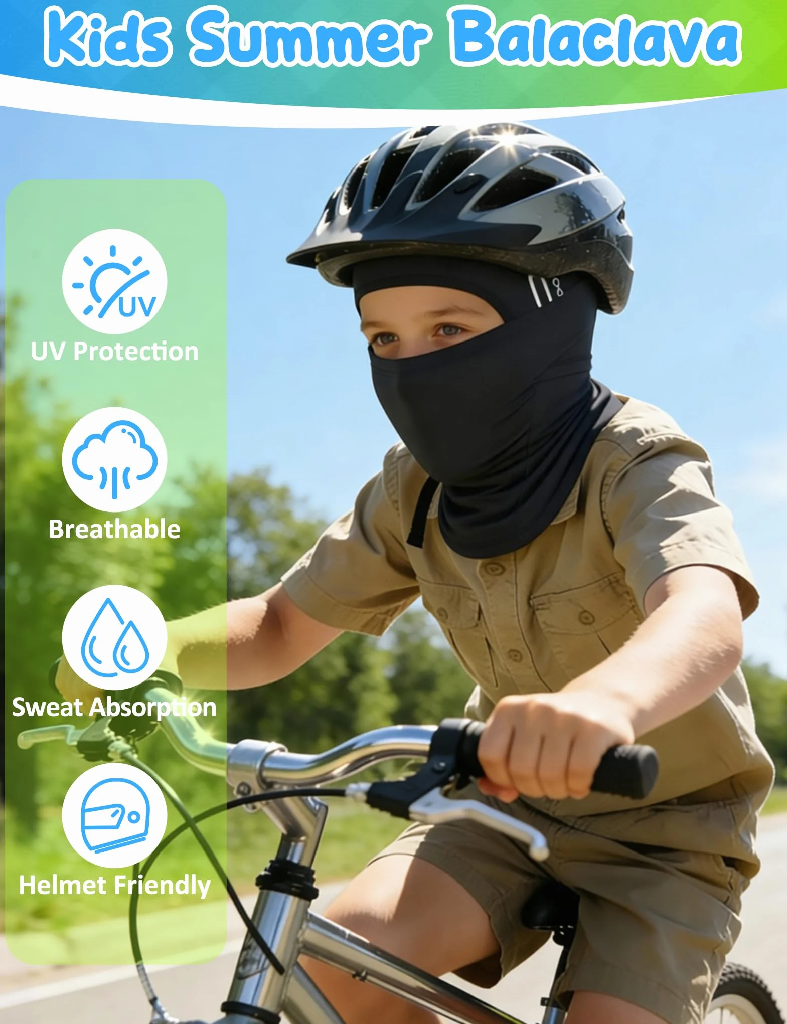 Becellen Cagoule Été Enfants Multifonction Balaclava Soie Glacée Protection UV Tour de Cou Léger Respirant Garçons Filles Running Cyclisme