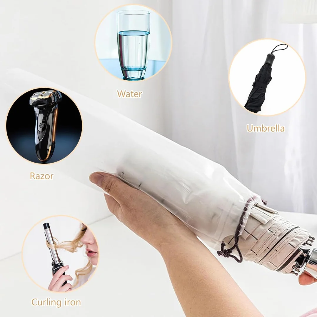 Housse Parapluie Sac de Rangement pour Parapluies Pliants en Plastique Translucide 33 x 13 cm 6 Pièces