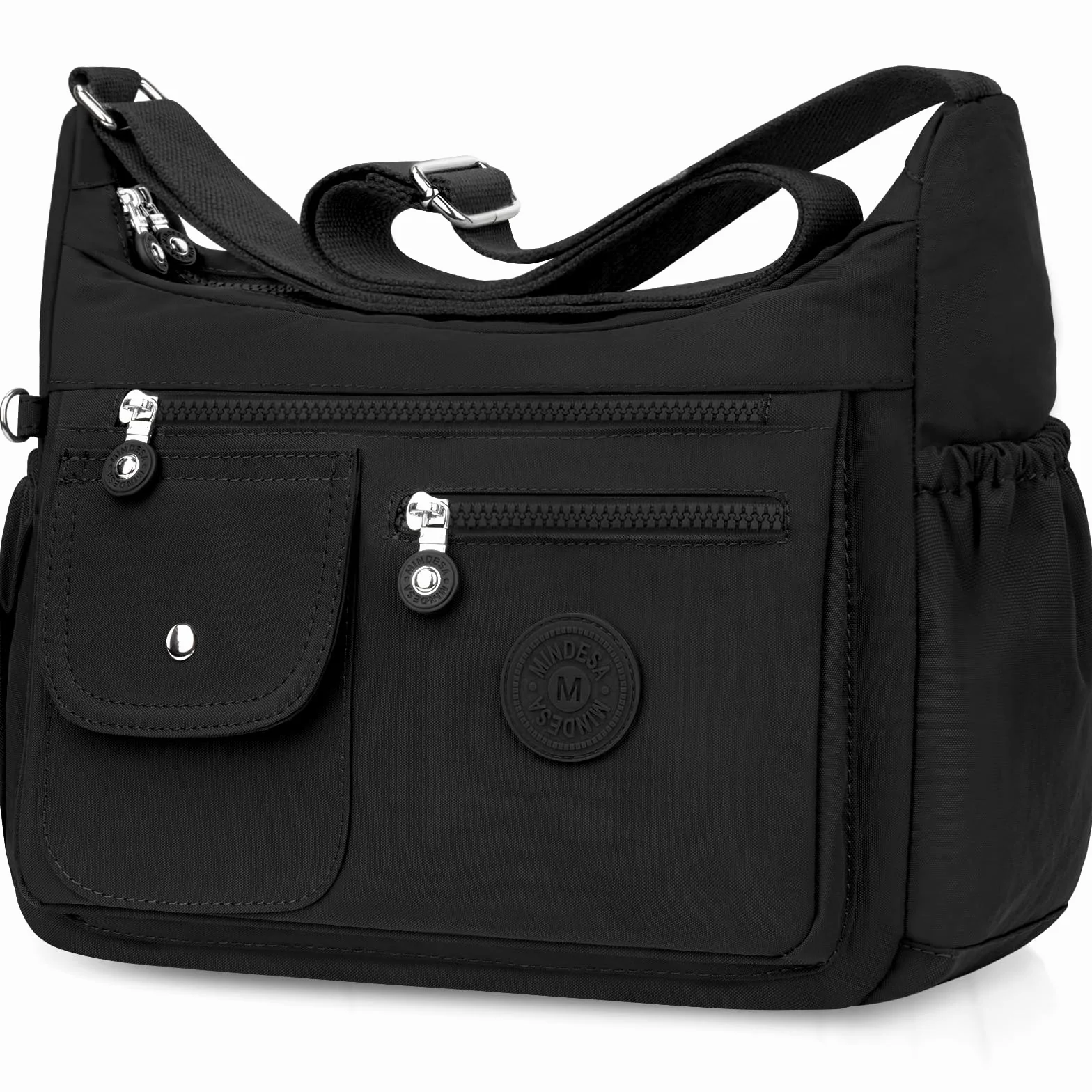 Sac Bandoulière Femme Nylon Impermeable Sacoche Multipoches Messenger avec Bandoulière Réglable
