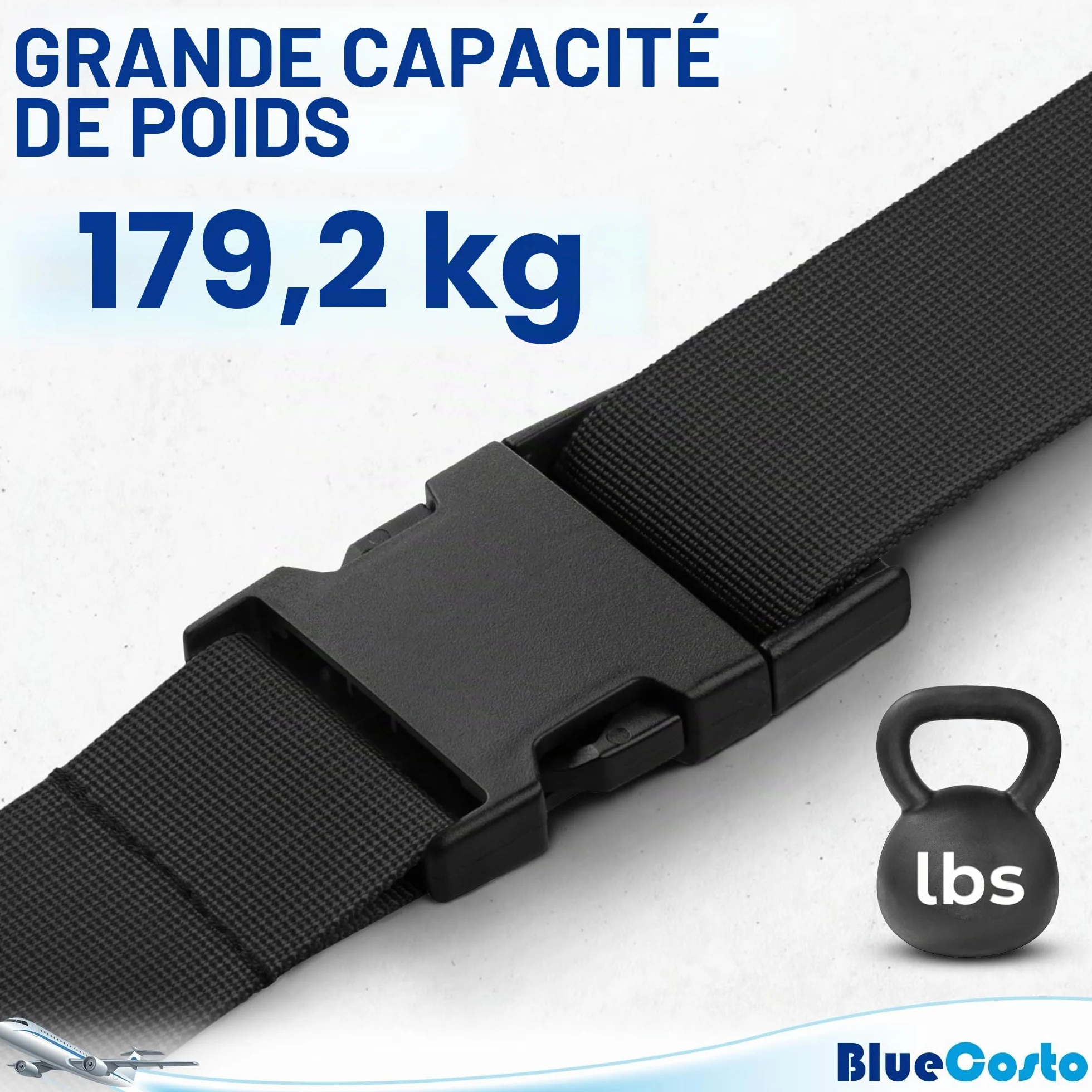 BlueCosto Cinghie per Bagagli in Nylon 4 Pezzi - Cinture per Valigie Regolabili 1-2 Metri Nero