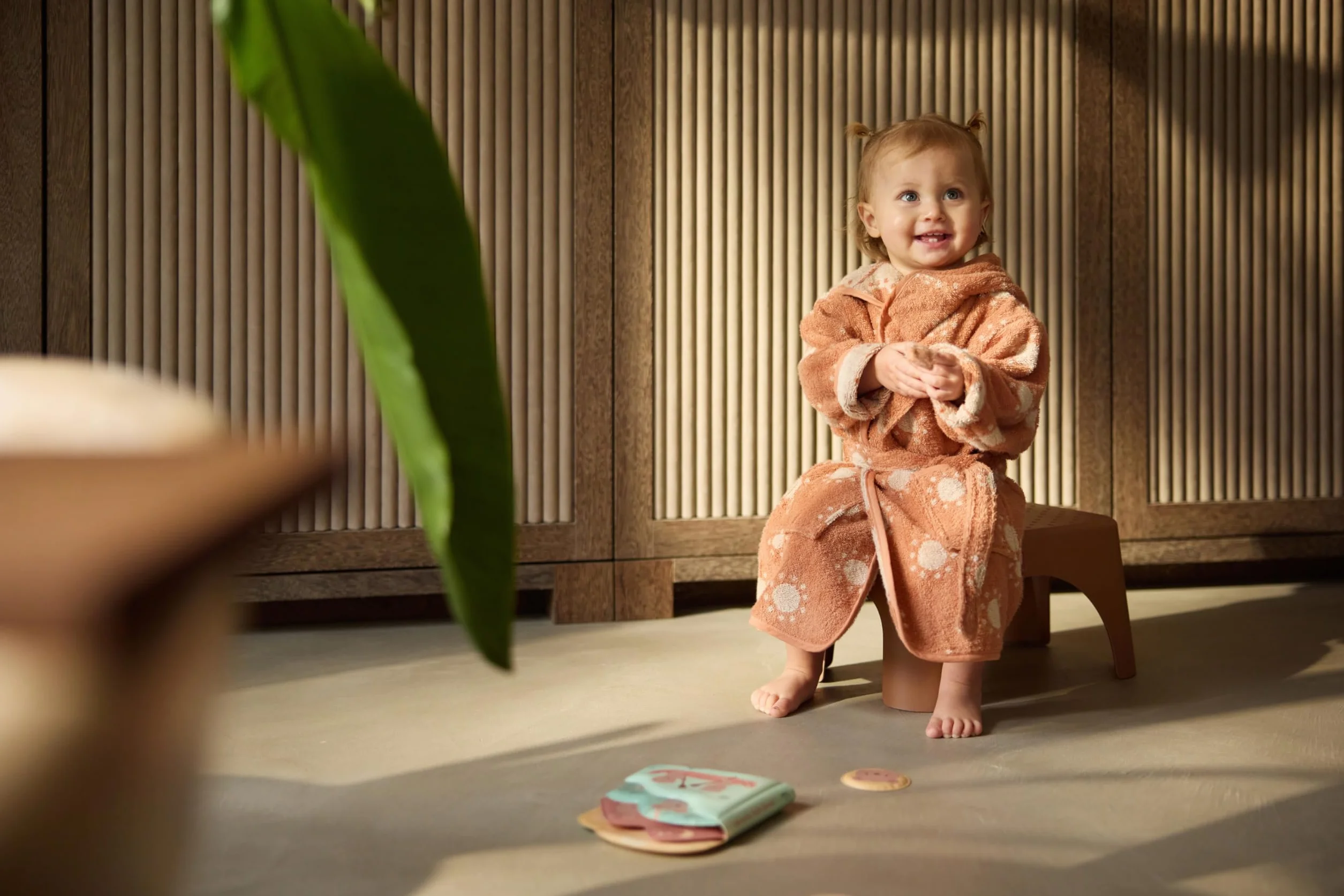 Jollein Peignoir enfant 1-2 ans Jacquard Sun 100% coton OEKO-TEX avec capuche