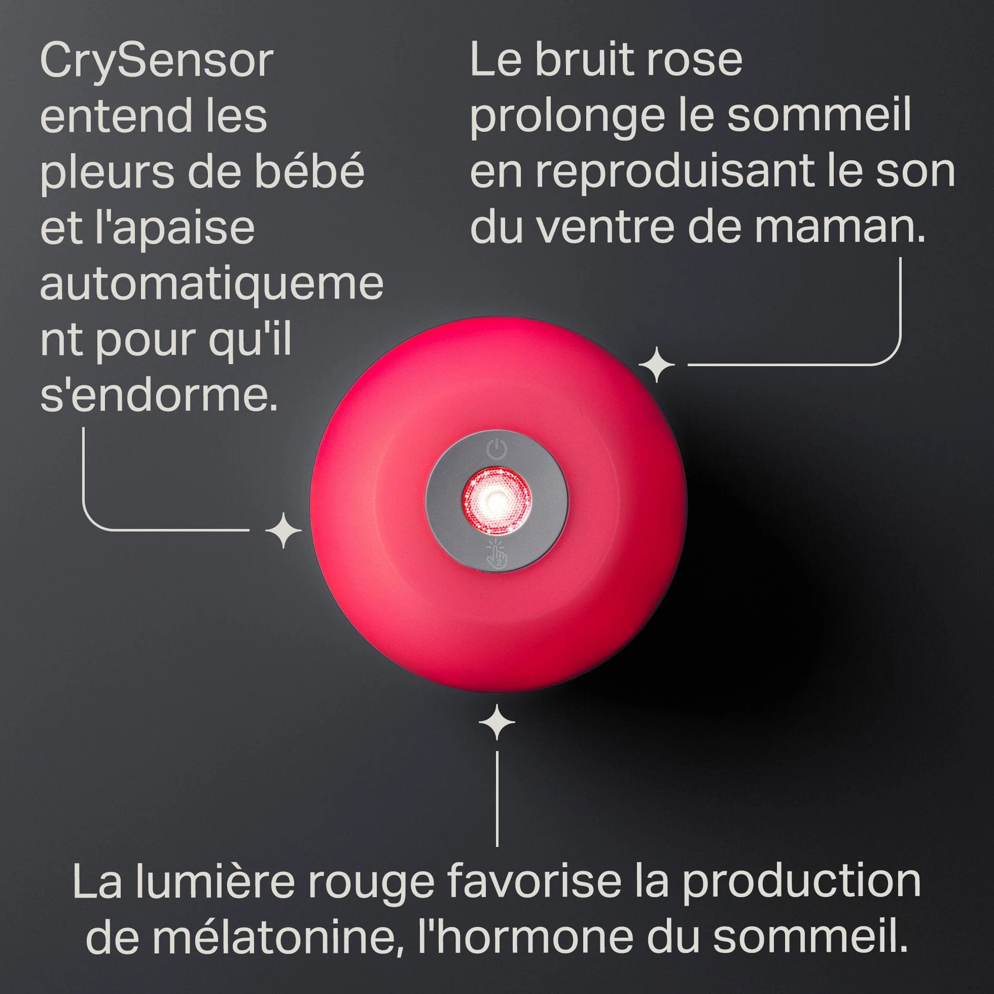 Tommee Tippee Dreammaker aide au Sommeil pour Bébé, bruit rose, veilleuse rouge, capteur de pleurs