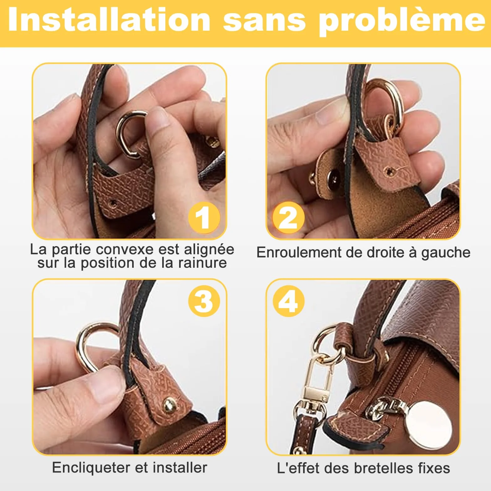 Bandouliere Cuir pour Sac Longchamp Mini Le Pliage Femme