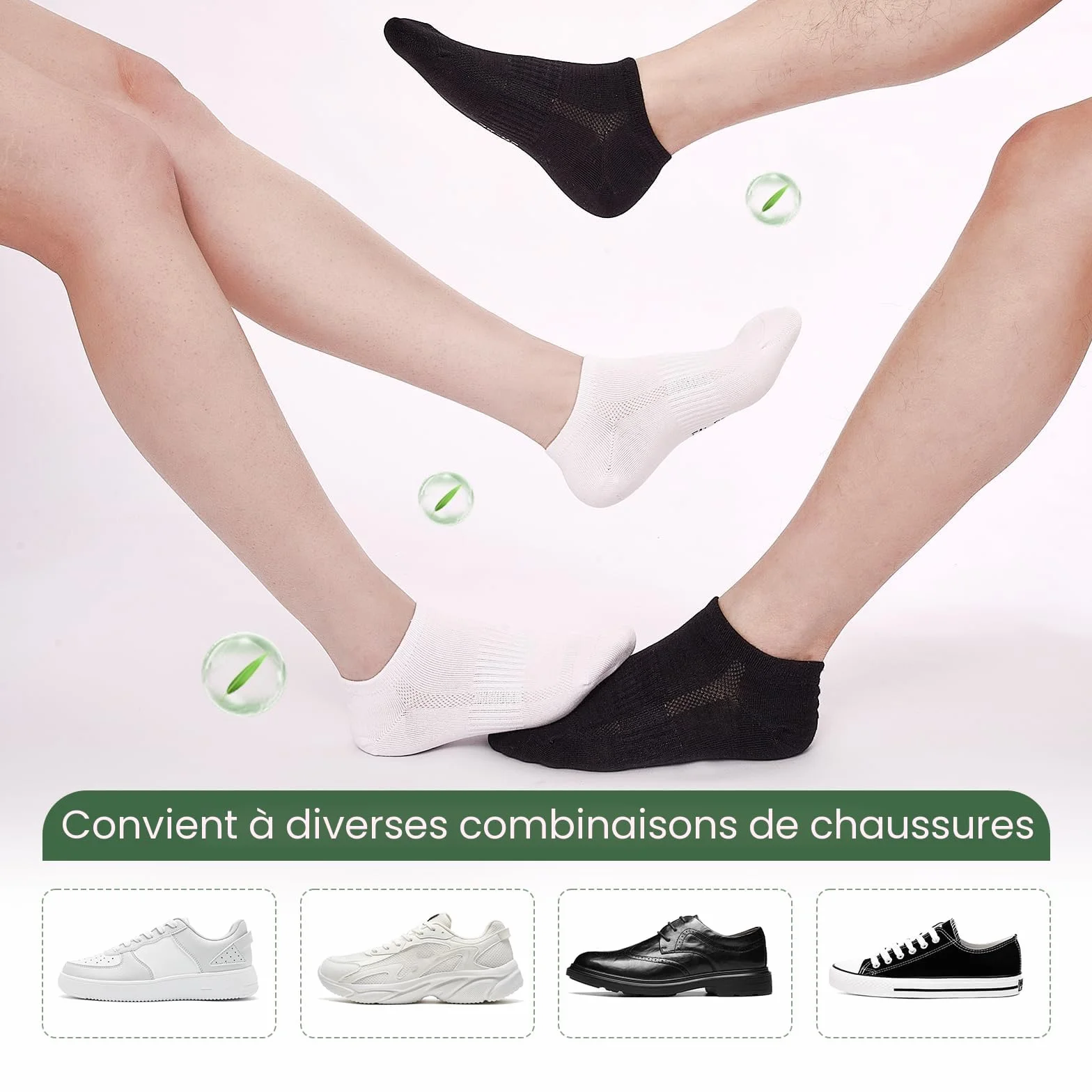 Cirorld Chaussettes Sport en Bambou Coton 6 Paires 39-42 43-46 Respirantes Anti-Odeurs Antibactériennes