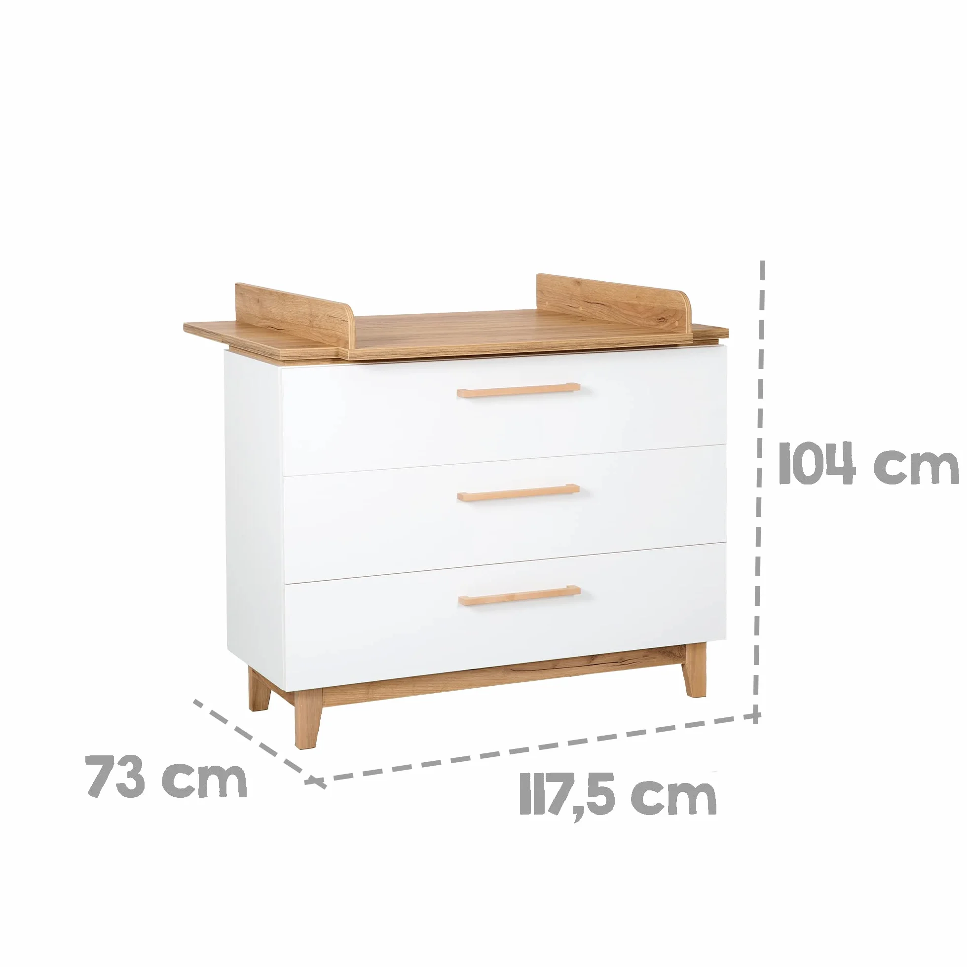 Table à Langer Finn 3 Tiroirs Hauteur 94 cm Amortissement