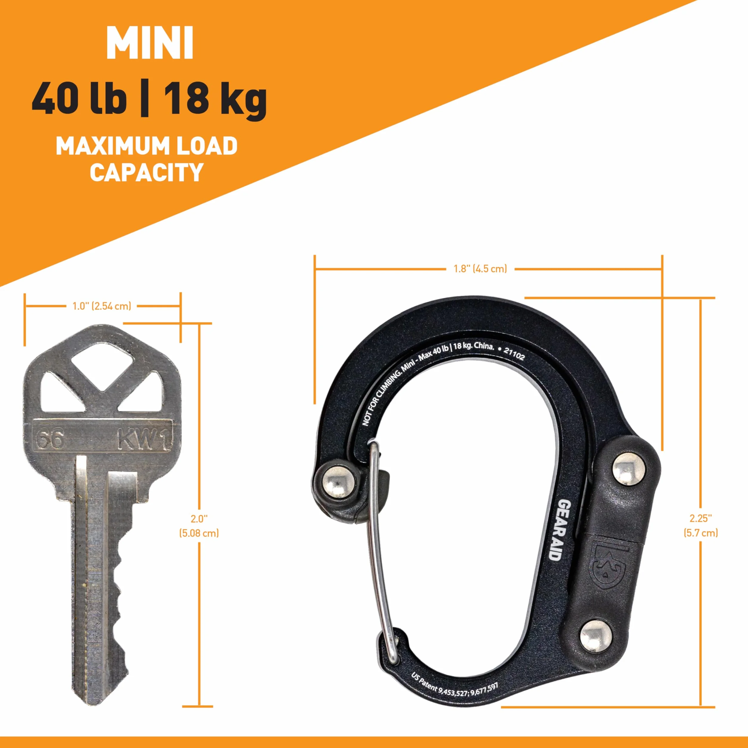 Gear Aid HEROCLIP Mousqueton et Crochet Mini Noir Bleu