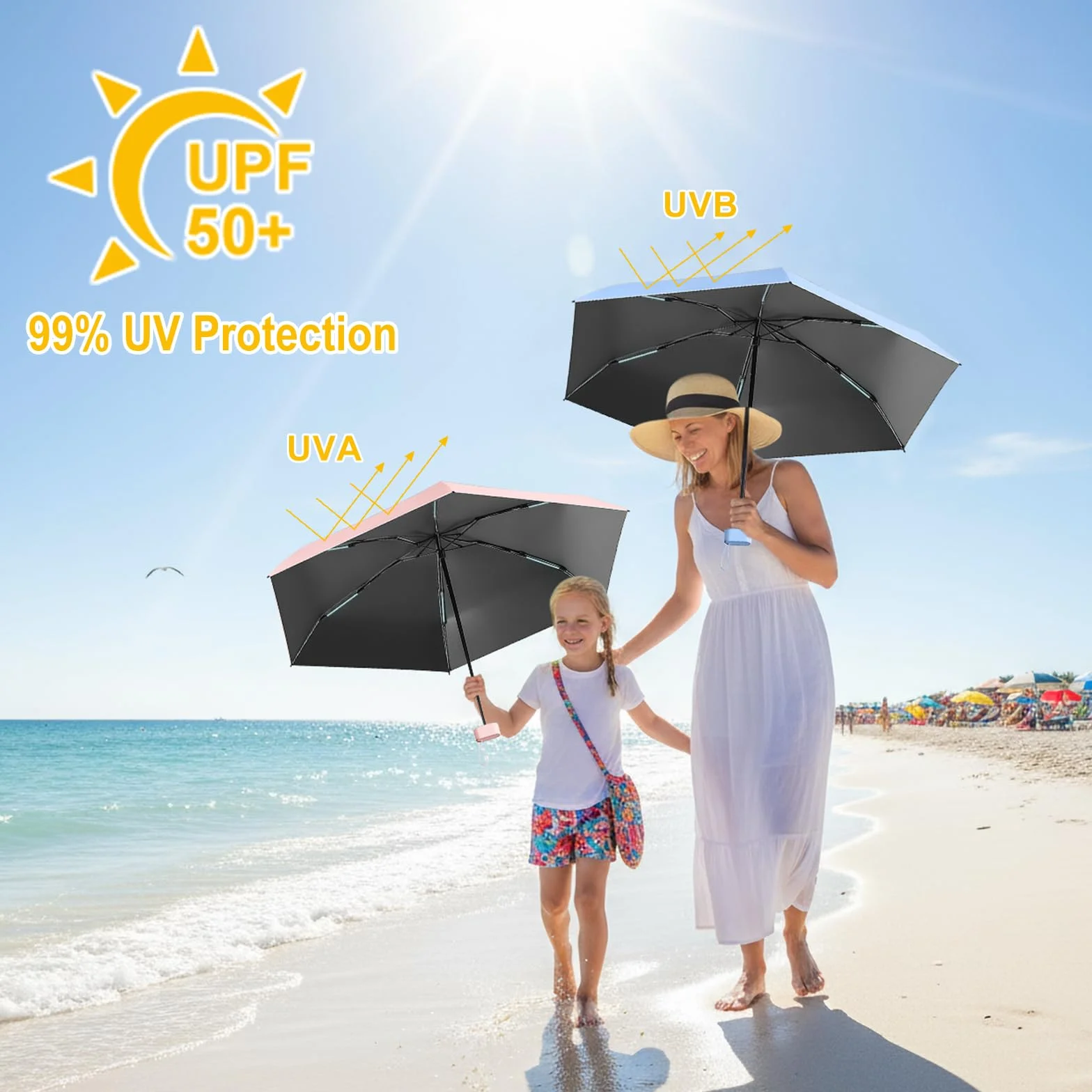 Parapluie Pliable Mini Anti-UV Compact Léger Voyage Homme Femme
