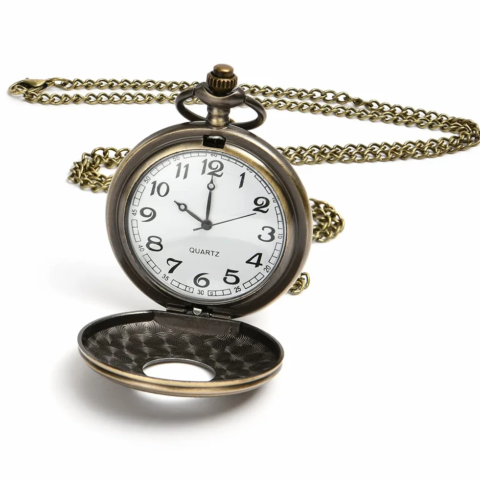 Vicloon Montre de Poche Vintage Quartz Chaîne Homme Chiffres Romains Alliage