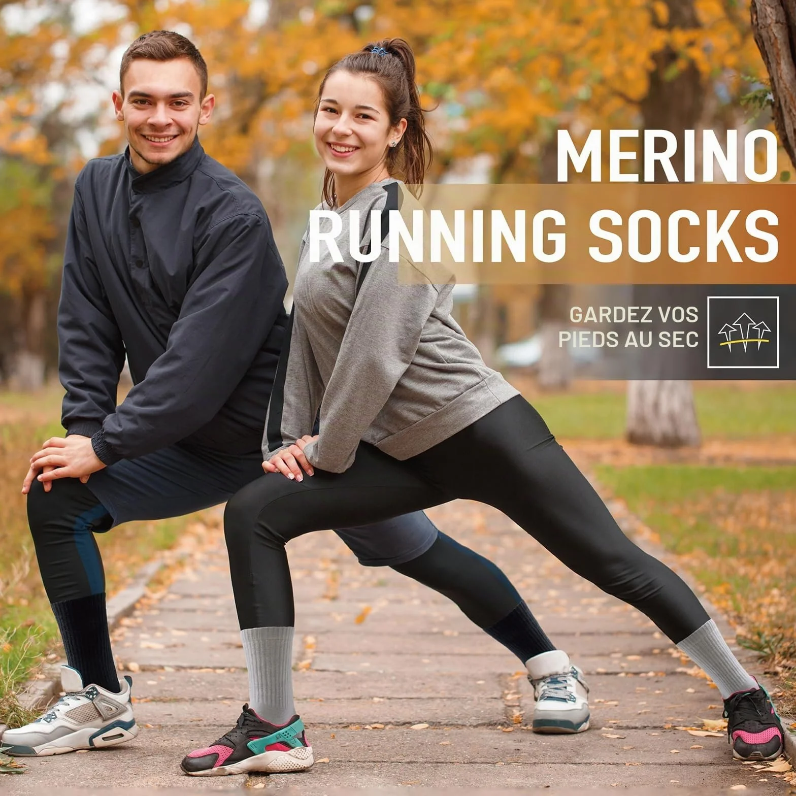 Chaussettes Hiver Chaude Homme Femme en Laine Mérinos Anti-Ampoules 3 Paires