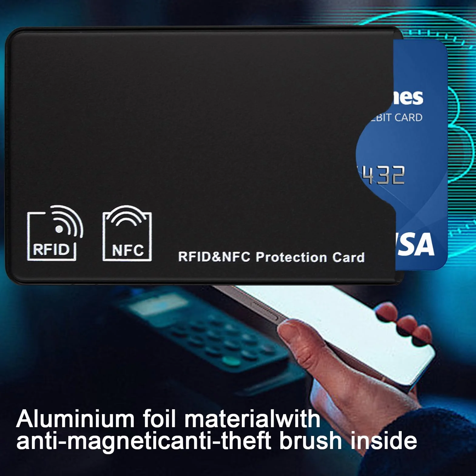 Lot de 6 Etui Protection Carte Bancaire Anti-RFID NFC Noir PVC