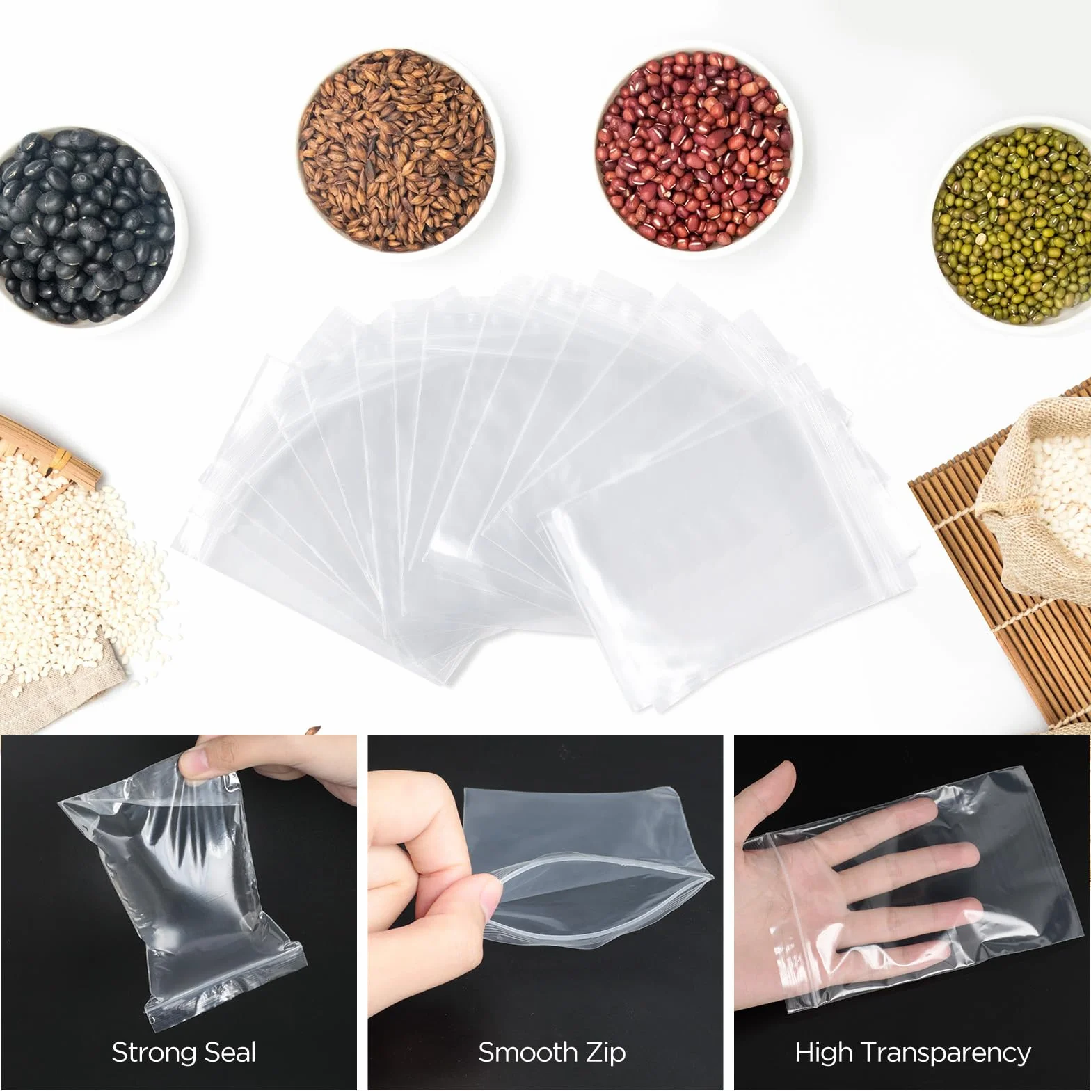 Sachet Plastique Transparent 8 x 12 cm, Lot de 100 Sachets Zip Refermables