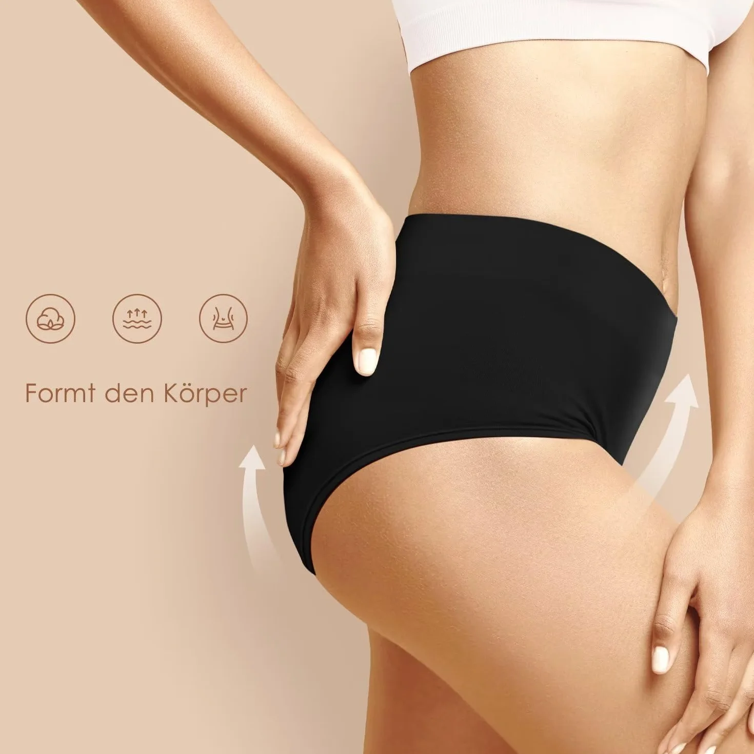 Culottes Femmes Coton Taille Haute Lot de 5 Slips Elasticité Ventre Plat