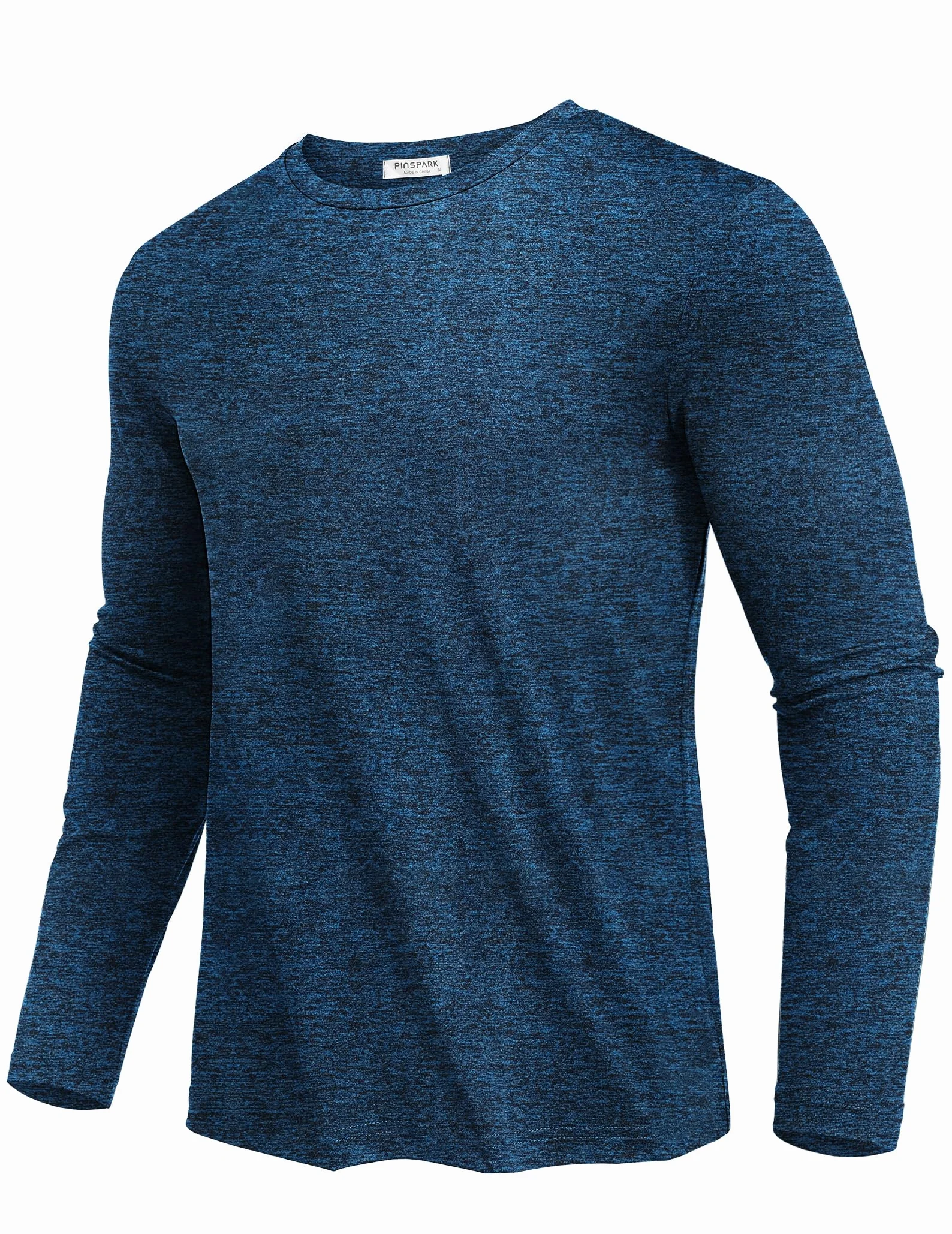PINSPARK T-Shirt Sport Manches Longues Homme Protection Solaire UPF 50+ Séchage Rapide Col Rond Course à Pied Fitness Randonnée