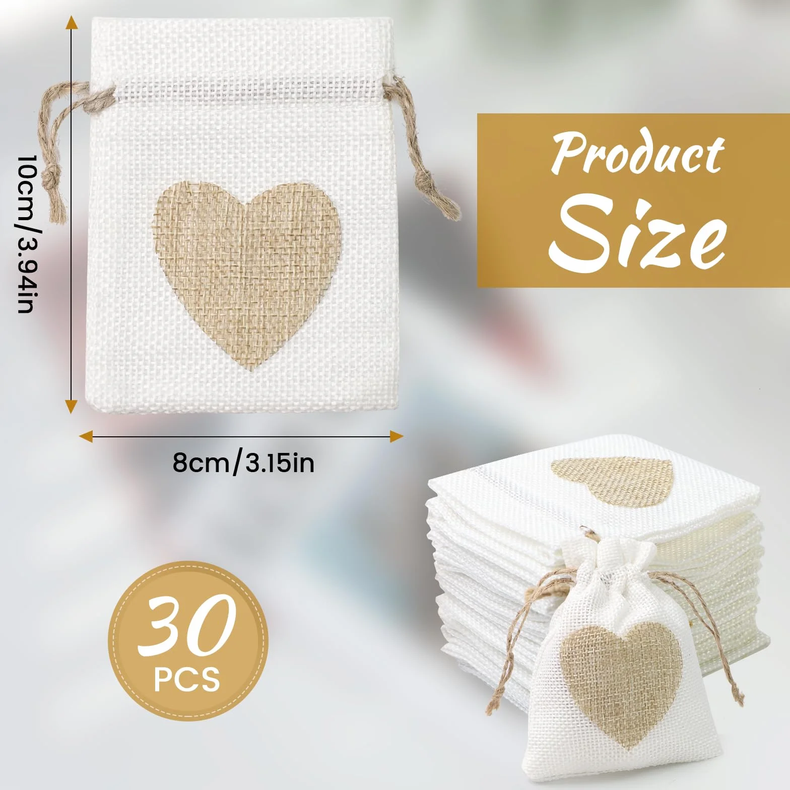 Pochette Cadeau Tissu Réutilisable 30 Pièces 8x10cm Pochon Bijoux Sac Jute