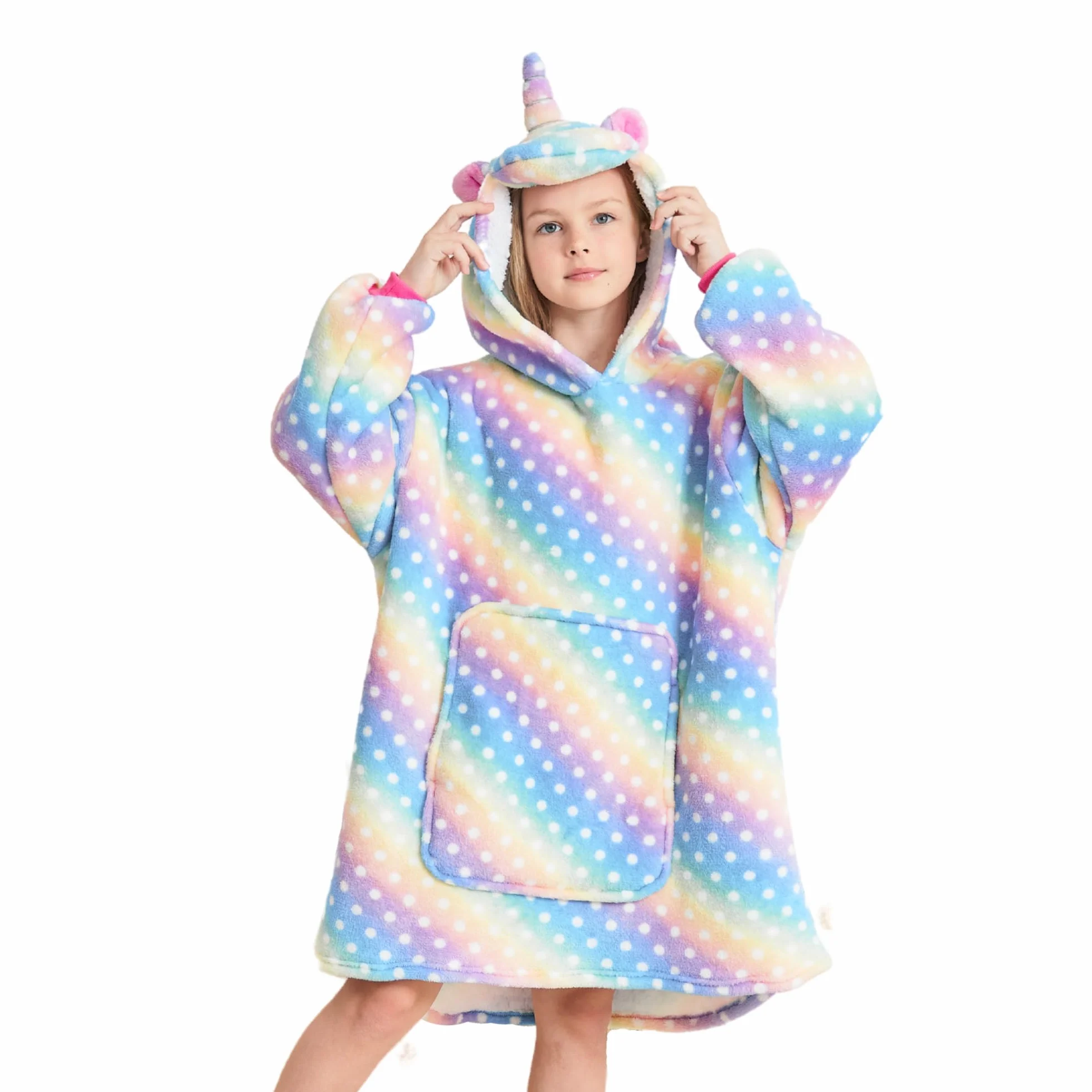 Sweat à Capuche Licorne pour Filles Surdimensionné Enfants