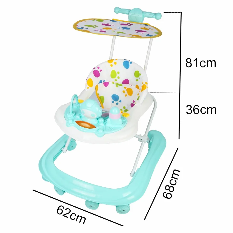 Trotteur Bébé Évolutif 3 en 1, Pliable avec Hauteur Réglable, Siège Amovible, Centre d'Activités 6+ Mois, Charge 12KG