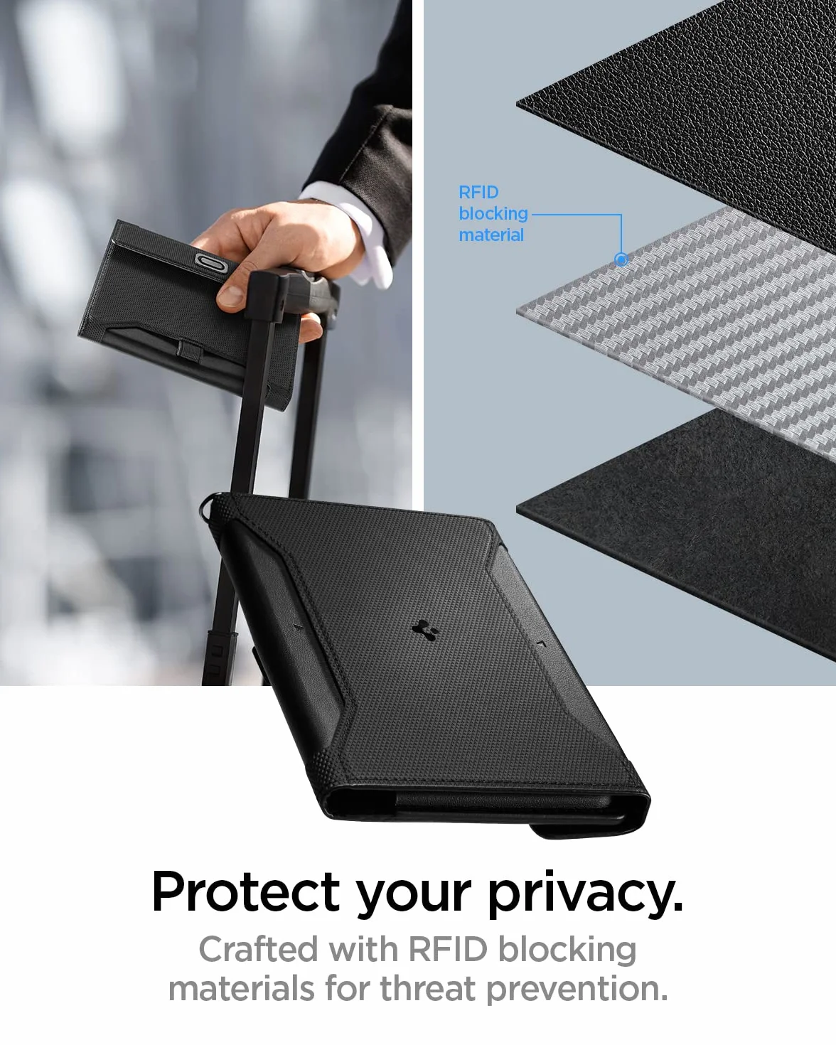 Spigen Étui Anti RFID Porte-Passeport en Similicuir