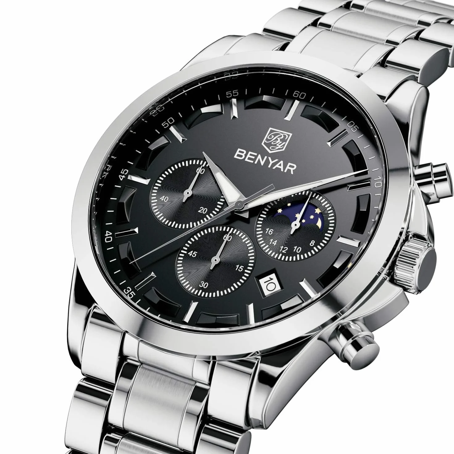 Montre Homme Chronographe Etanche Lumineuse Date Grand Cadran Quartz BENYAR