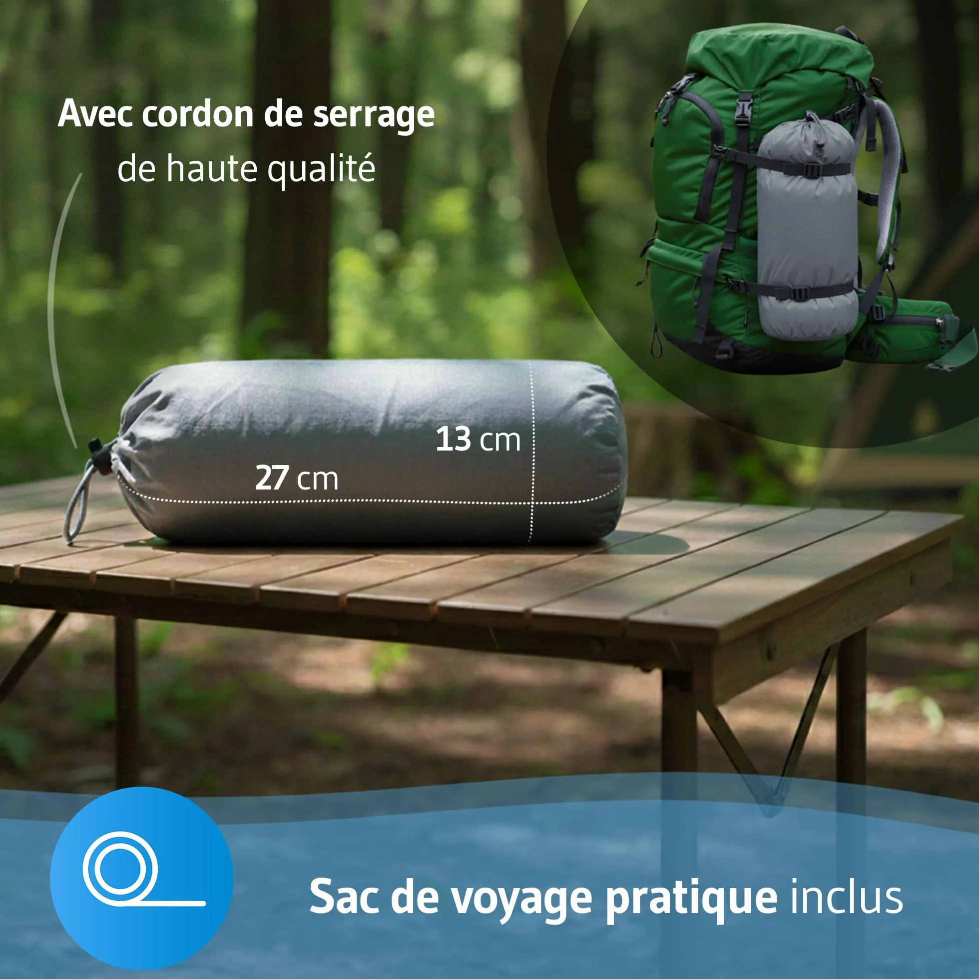 LEGAR Mini coussin de voyage ferme 25x30 cm oreiller cervical mousse à mémoire de forme compact