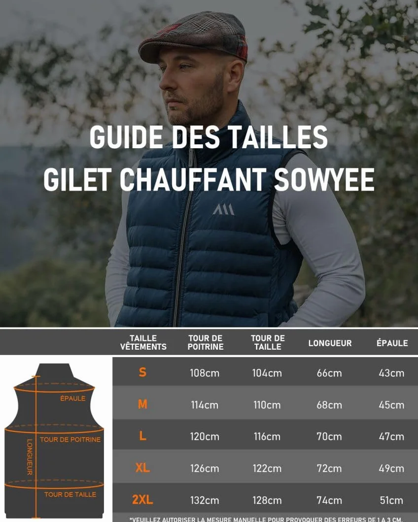 Gilet Chauffant Électrique 20000mAh Veste Chauffante Homme Sans Manche 6 Zones