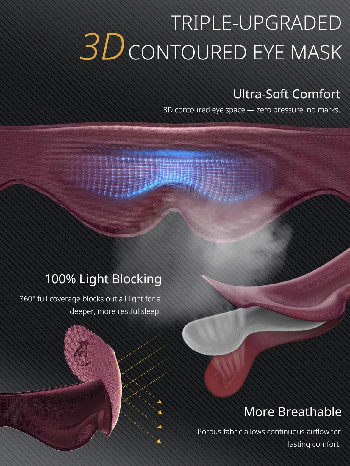 Oreiller de Voyage Cervical avec Masque 3D, Soutien de Tête 360°, Rouge