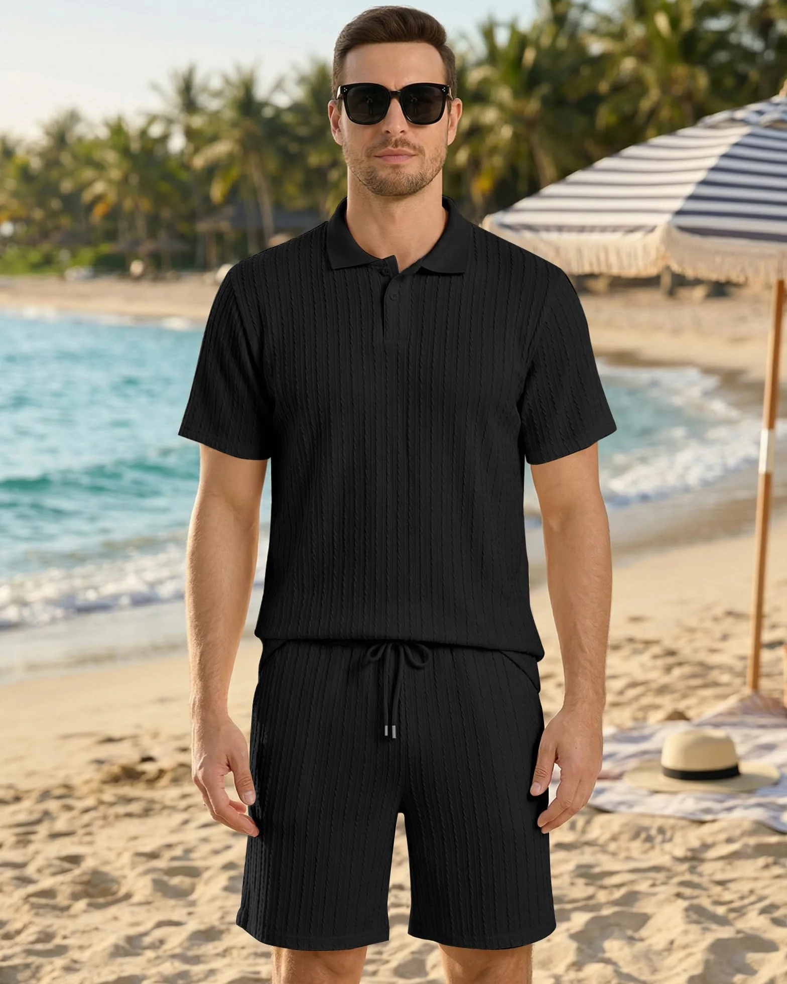 Survêtement Homme Ete Casual Tenue Hawaïenne Légère Tracksuit pour Usage Quotidien Vacances