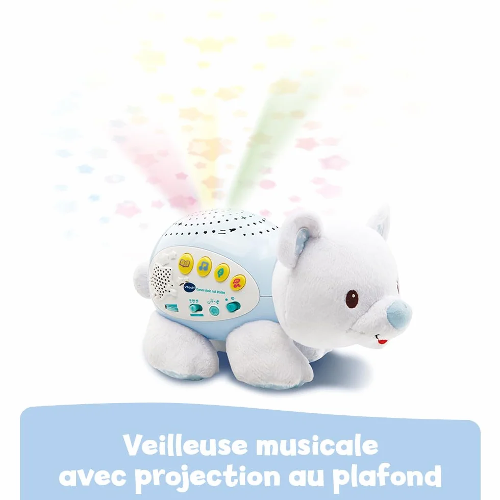VTech Ourson Dodo Nuit Étoilée Veilleuse Bébé Musicale Projection Lumineuse au Plafond Cadeau de Naissance