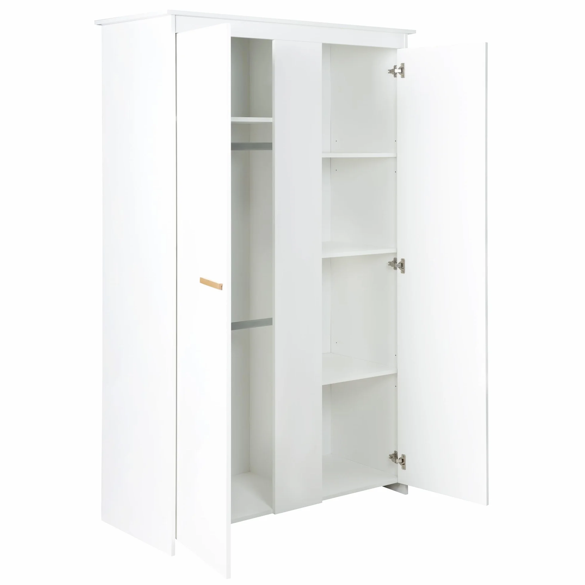 roba Armoire Bébé 2 Portes Anton Bois Blanc avec Penderies et Étagères Fermeture Douce