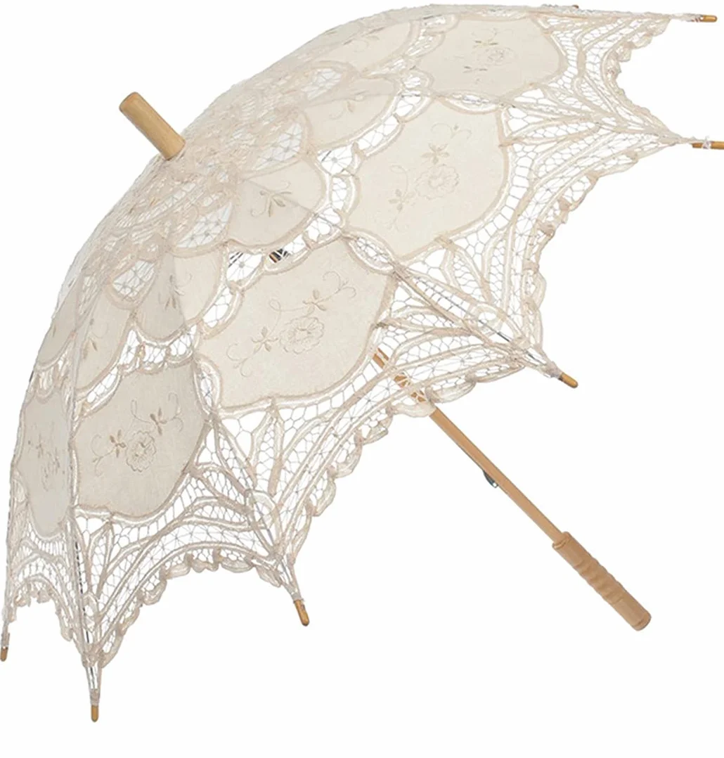 Parapluie en dentelle ivoire vintage taille adulte