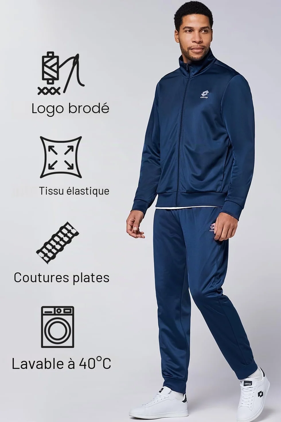 Lotto Survêtement homme M-5XL polyester sport coupe régulière taille élastique poches latérales jogging
