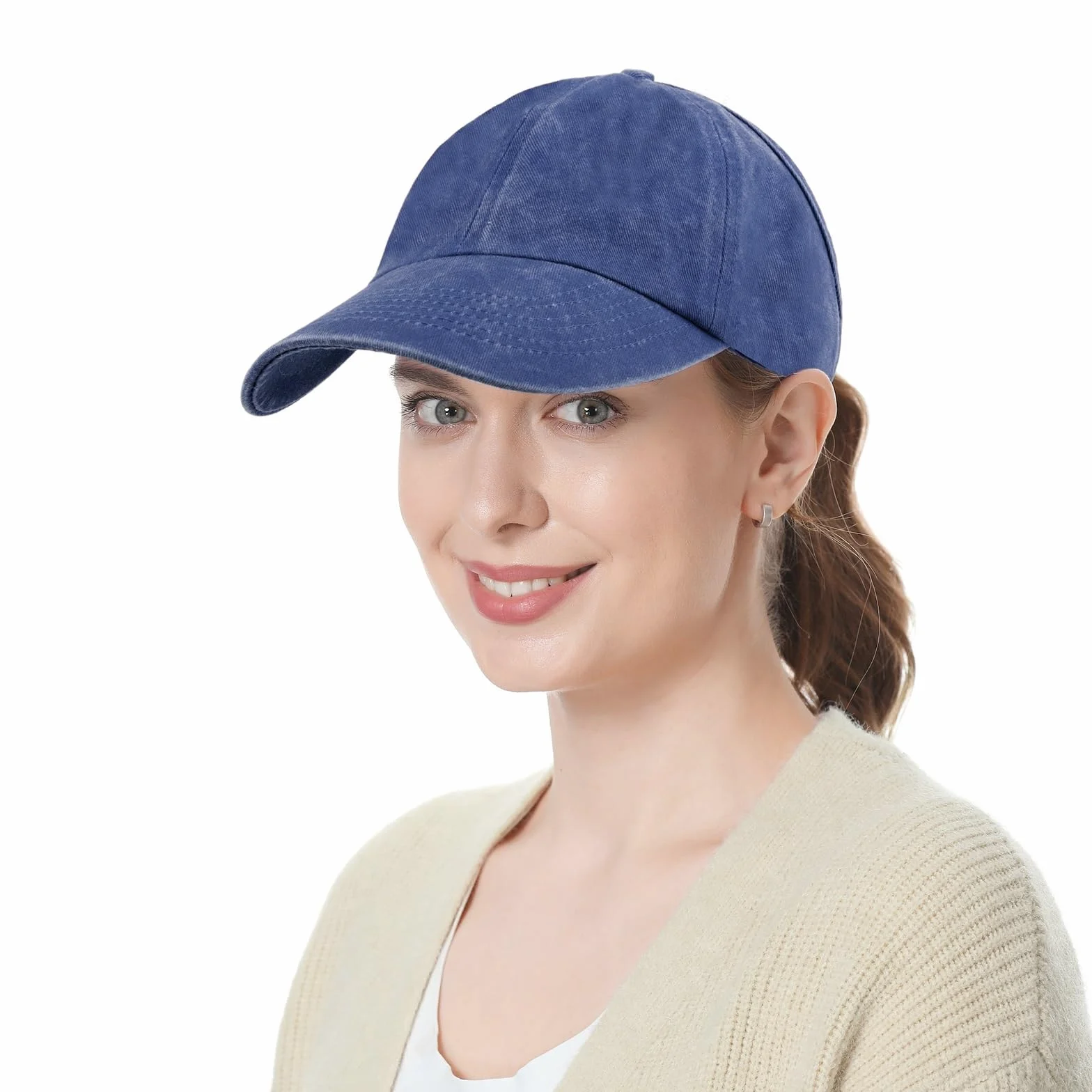 Casquette de Baseball en Coton lavé pour Queue de Cheval Femme Chignon désordonné
