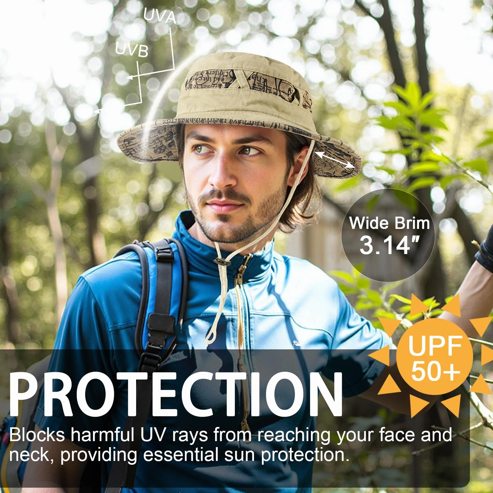 TAGVO Chapeau de Soleil Anti UV Unisexe Classique Chapeau Seau Réglable Large Bord Pliable Chapeau Cowboy Homme Femme Outdoor Ete