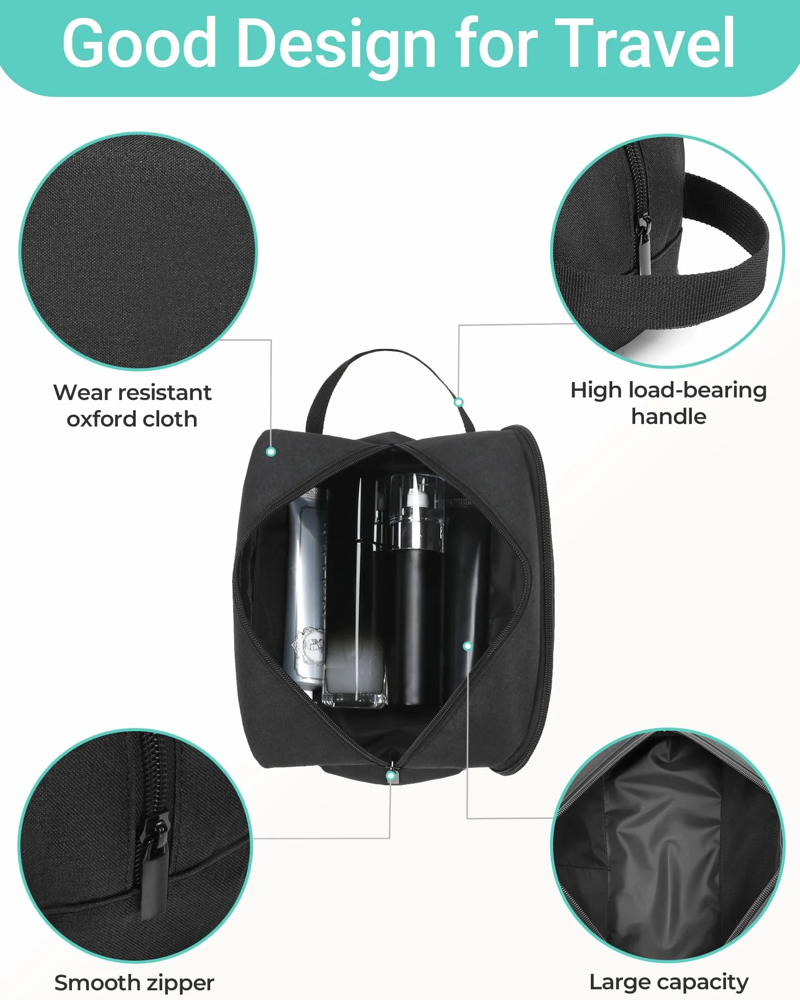 Elviros Trousse de Toilette de Voyage pour Hommes Suspendue Noir