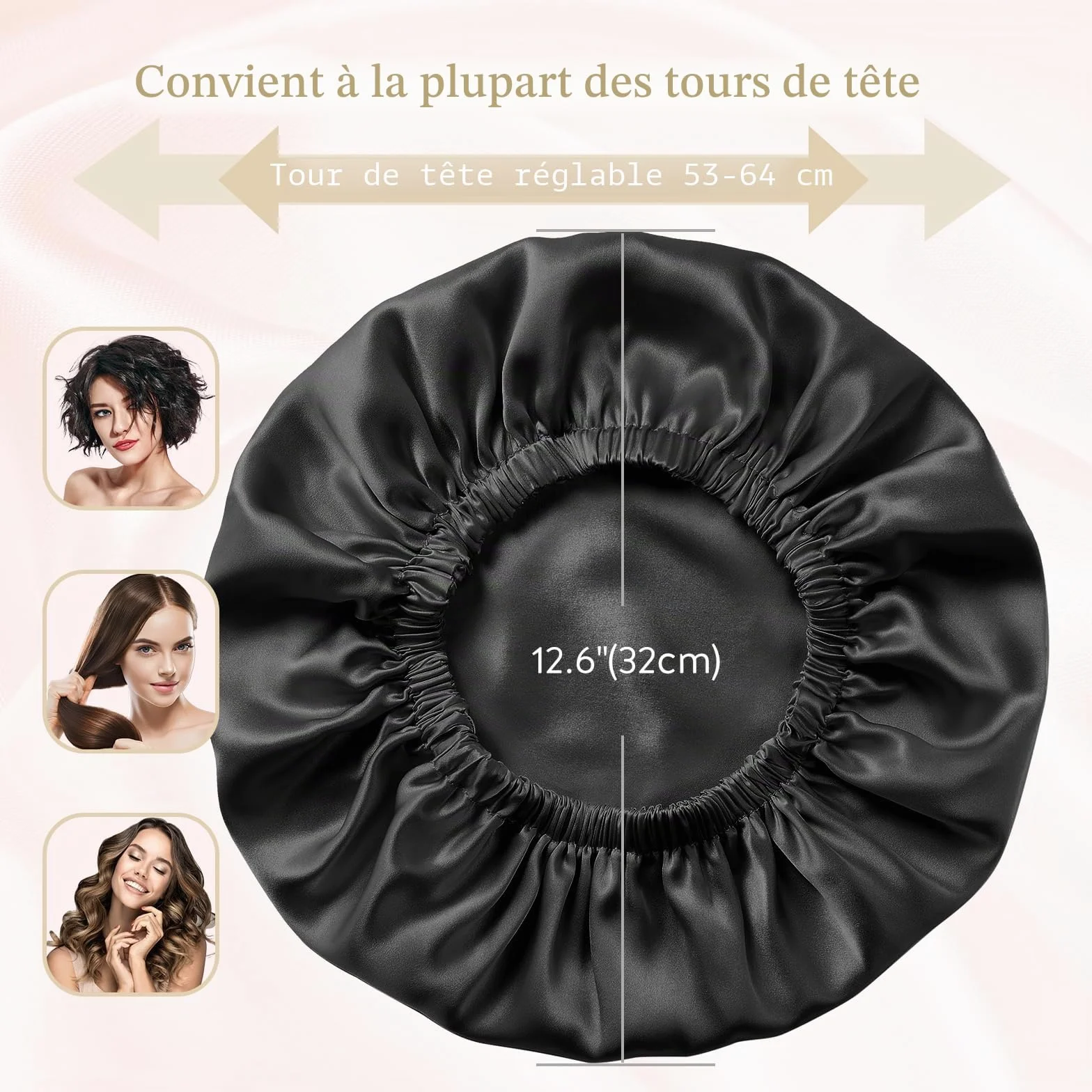 Umisleep Bonnet de Nuit en Soie 22 Momme - 100% Soie de mûrier pour Cheveux bouclés