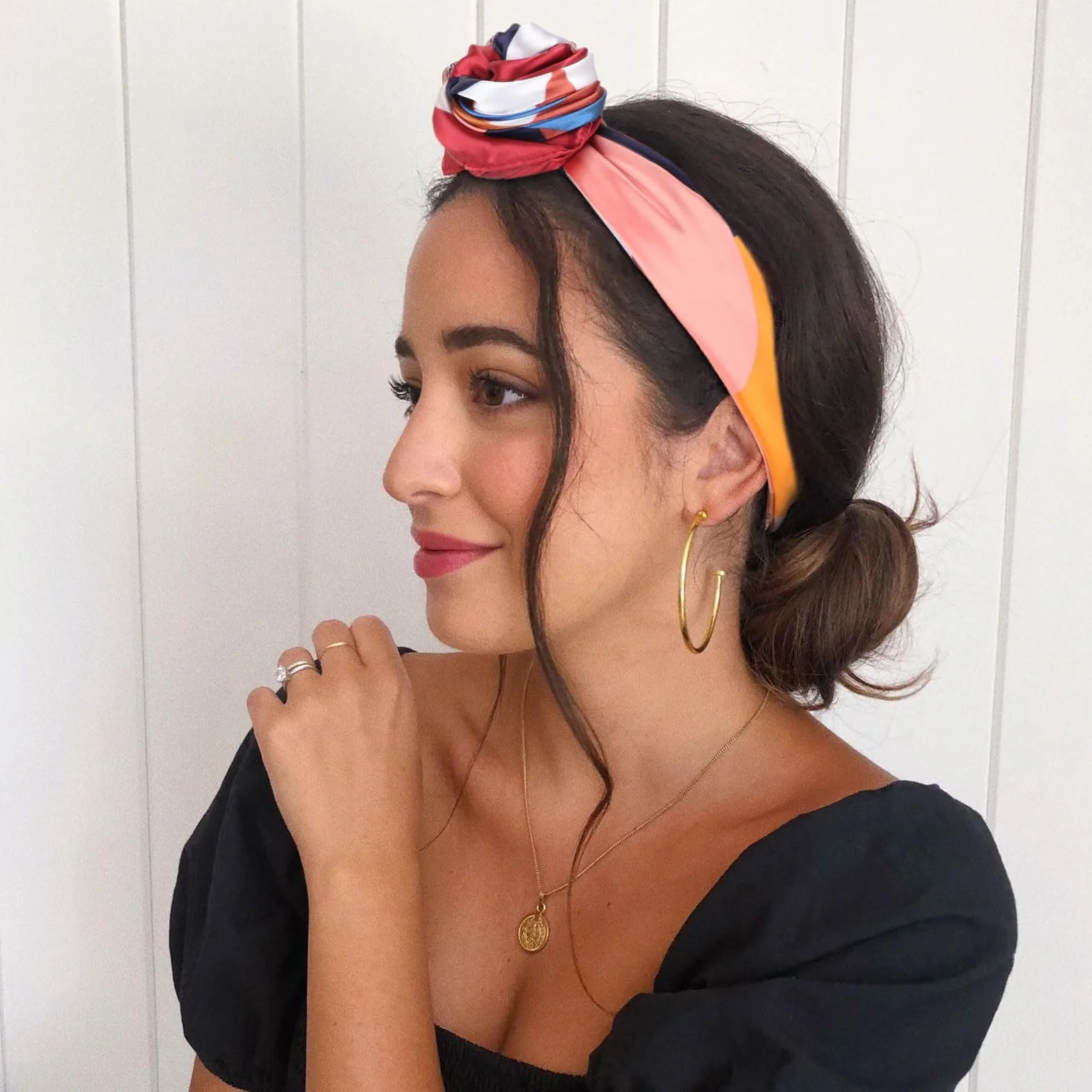 DRESHOW Foulards Carrés Satin Femmes Accessoires Cheveux Soie Bandanas Plage