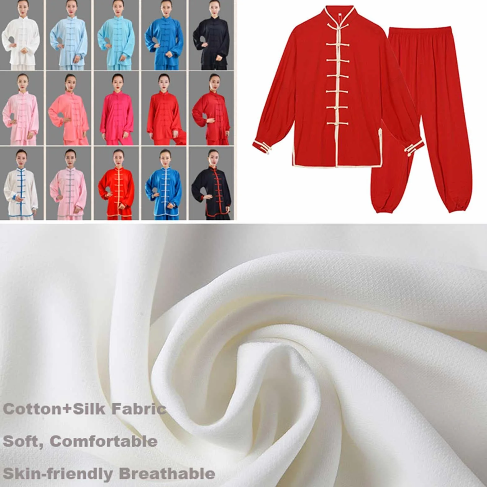 Kung Fu Vêtements Tai Chi Uniforme Arts Martiaux Tenue Wing Chun Homme Femme Noir