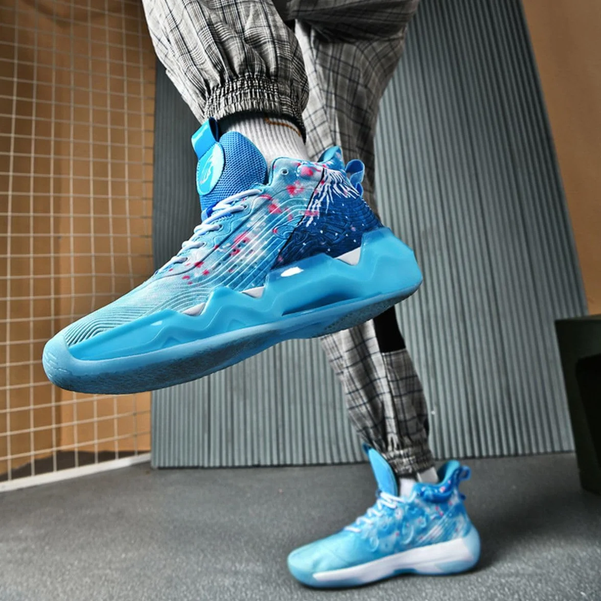 Chaussures de Basket High Top Respirant Antidérapant Hommes Femmes Jeunes Filles