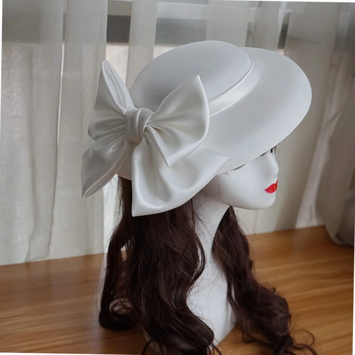 Bibi mignon de mariée classique chapeau seau Bowknot blanc pour femme mariage fête